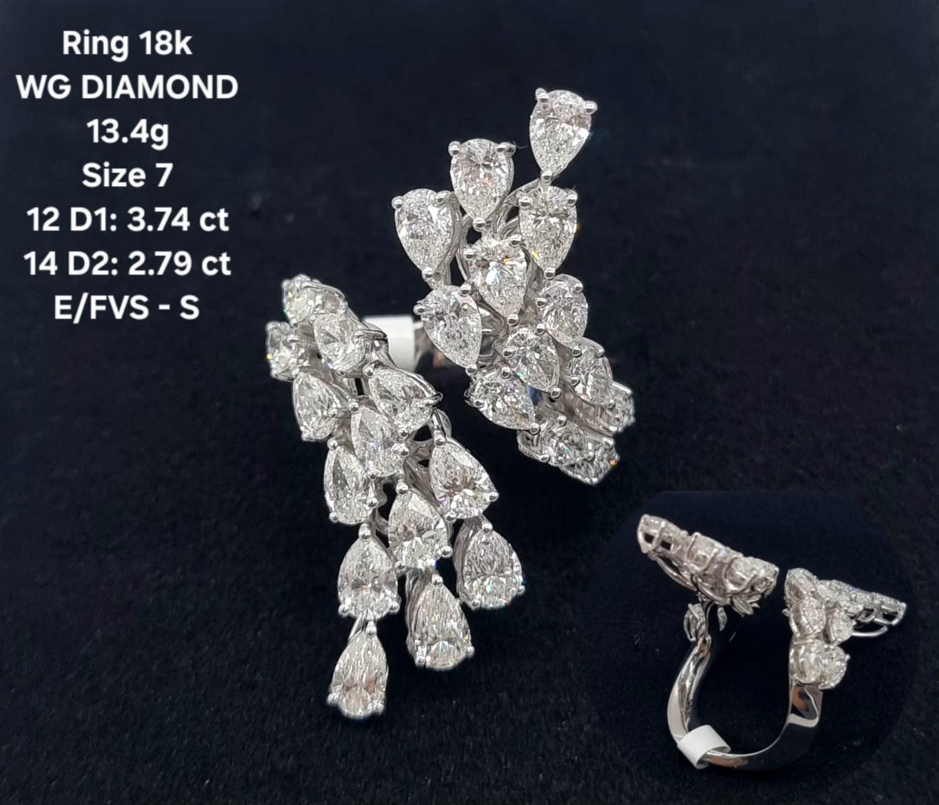 White Gold Cocktail Ring with Pear Cut Diamonds