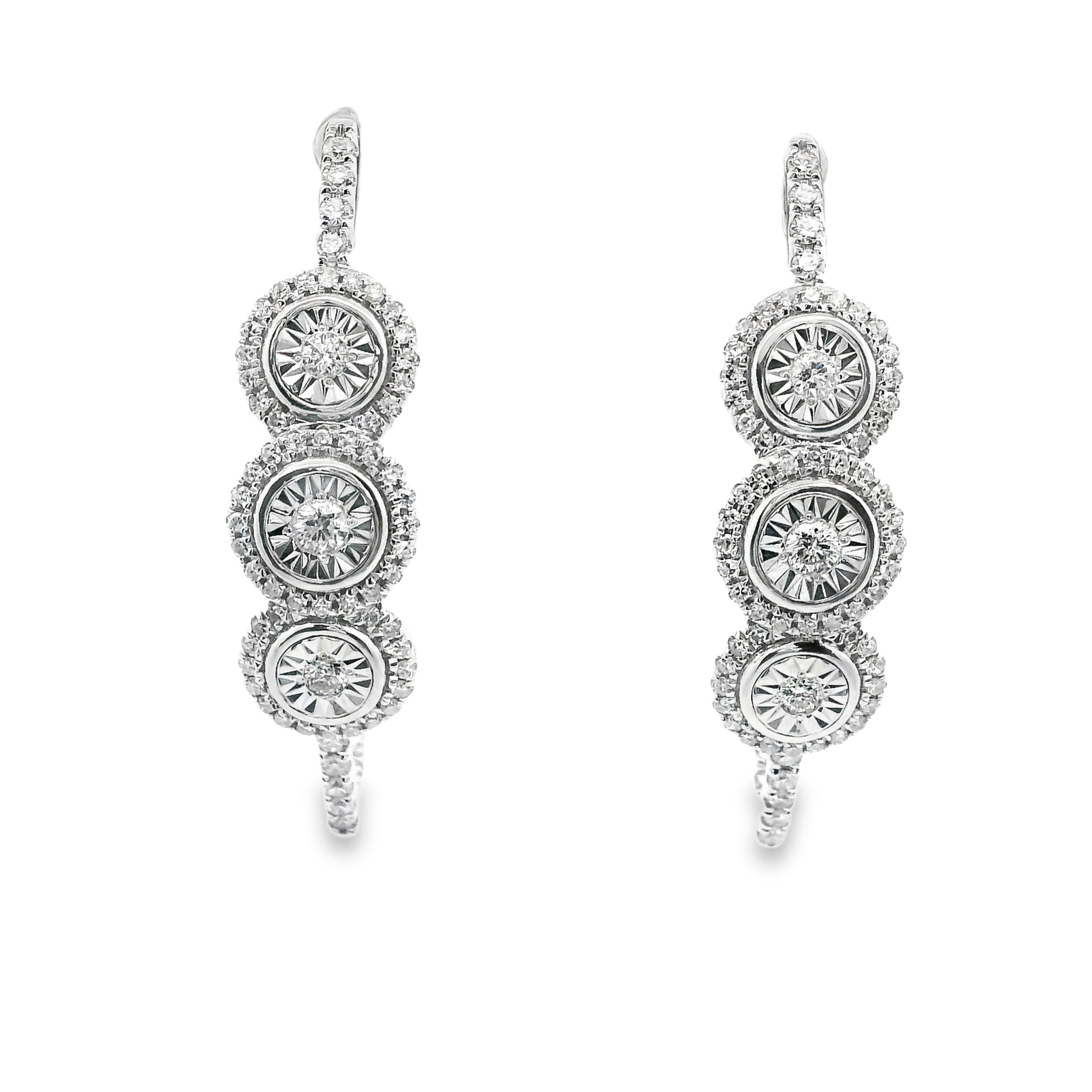 Three-Round Diamond Clip Earrings