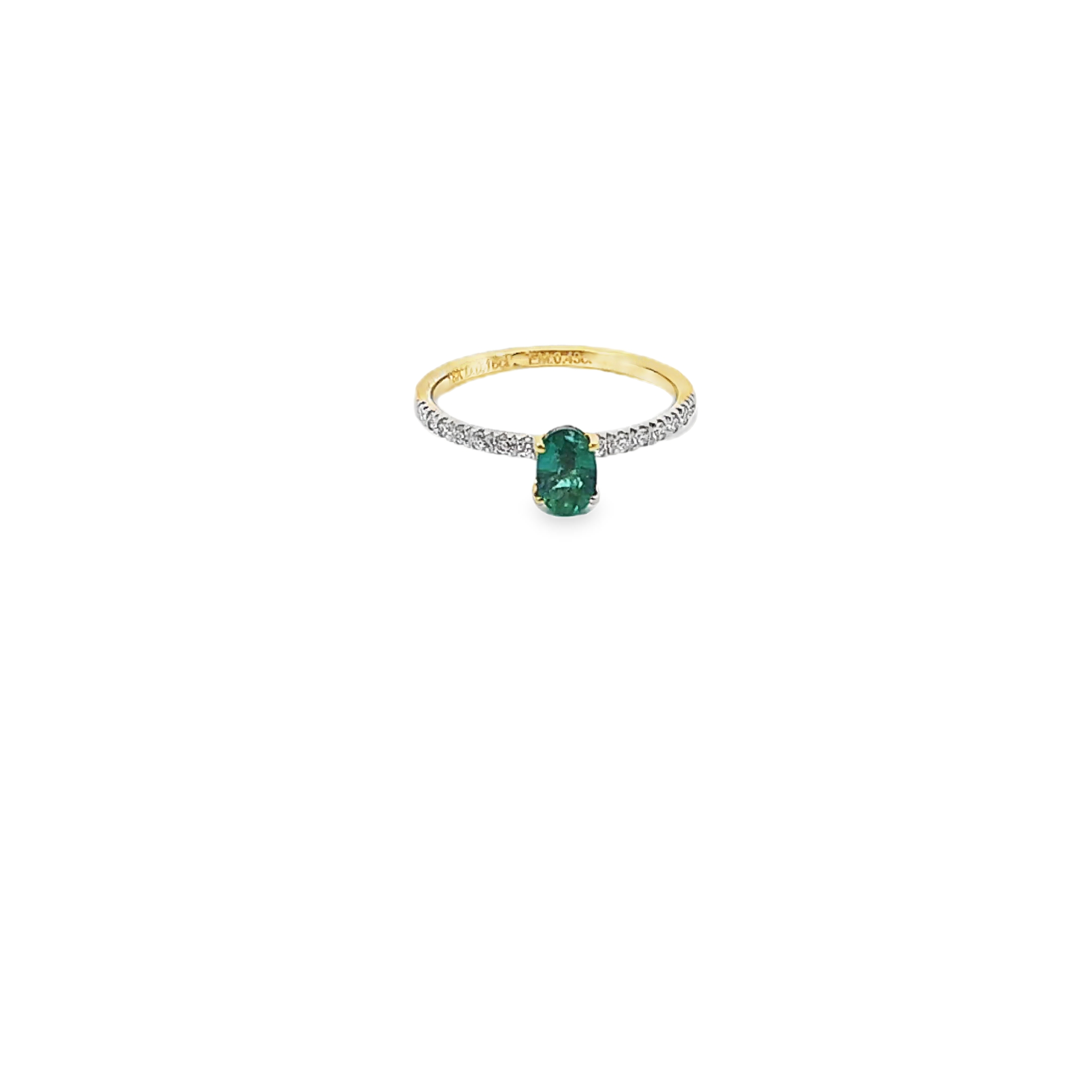 Oval Emerald Engagement Ring with Diamond Side Stone