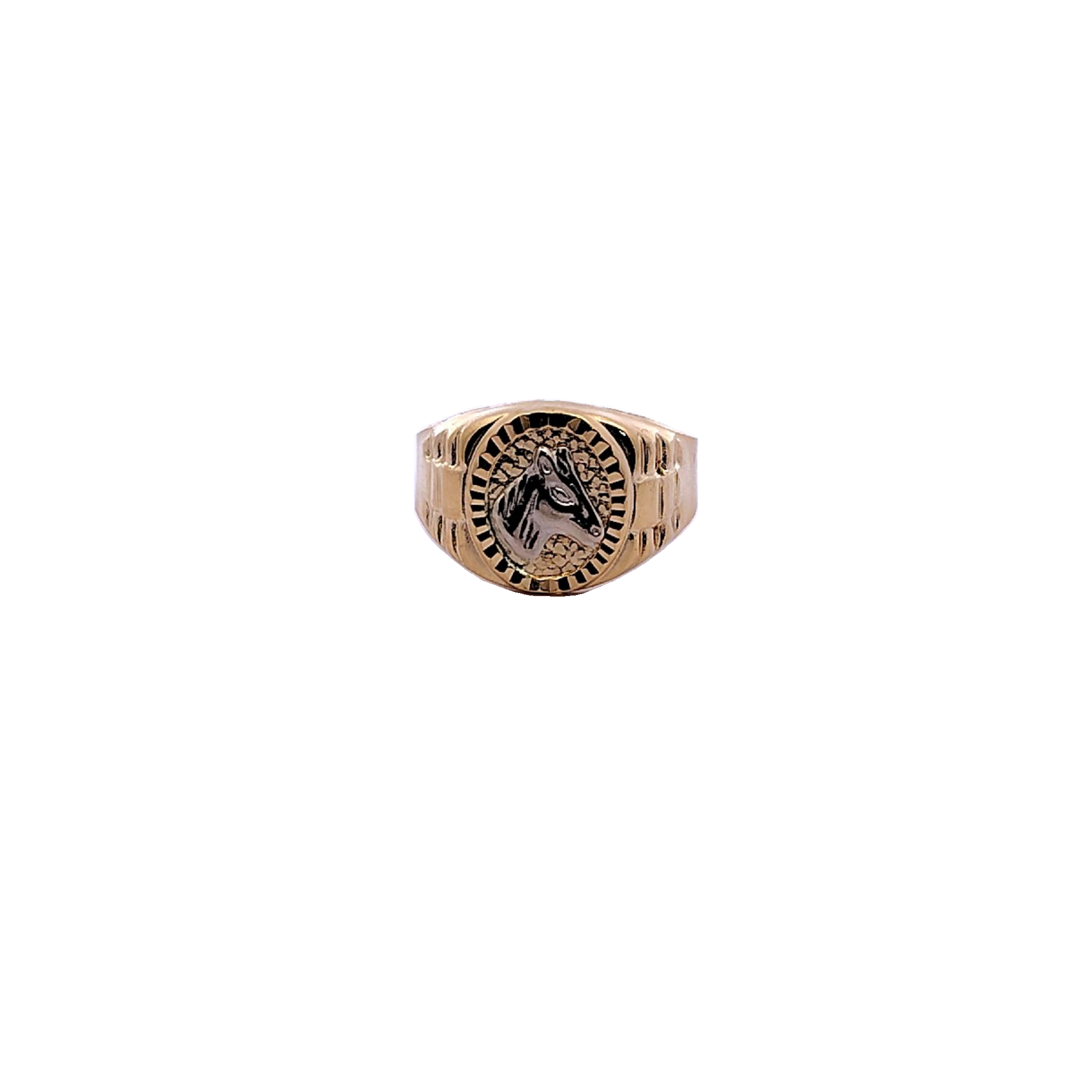 Oval Men's Ring  with Embossed Horse Detail