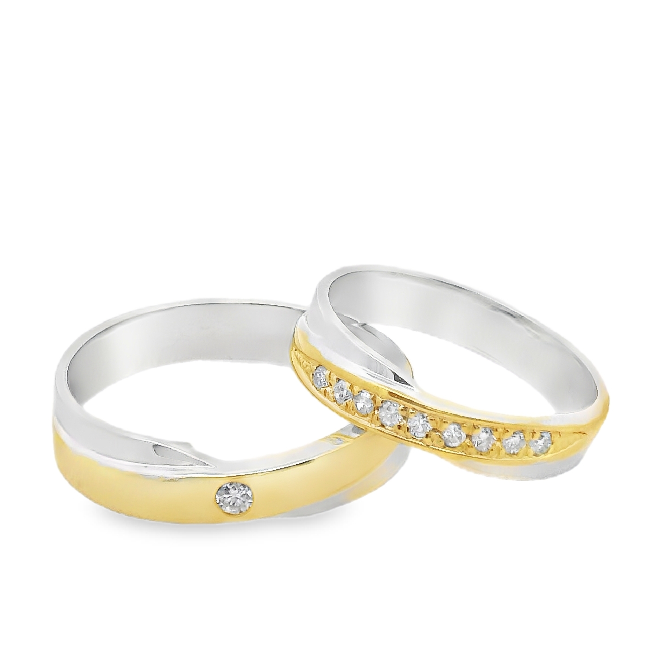 Joan Two tone Wedding Ring Set