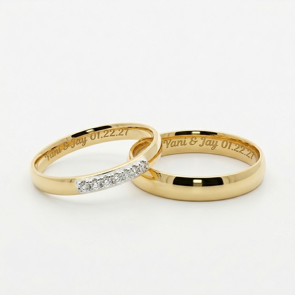 Cali Yellow Gold Wedding Ring Set