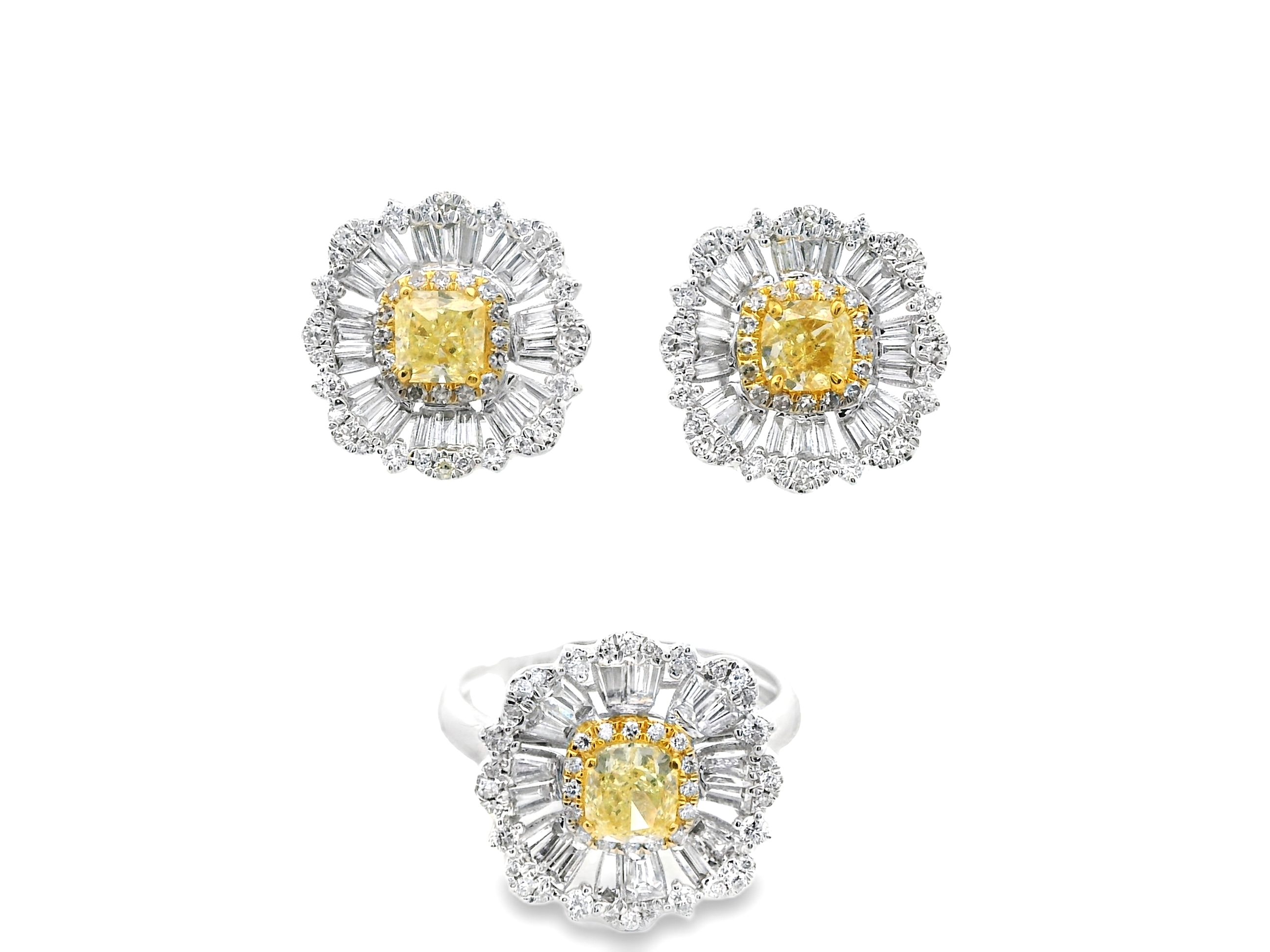 Flower Diamond Set with Yellow Diamond