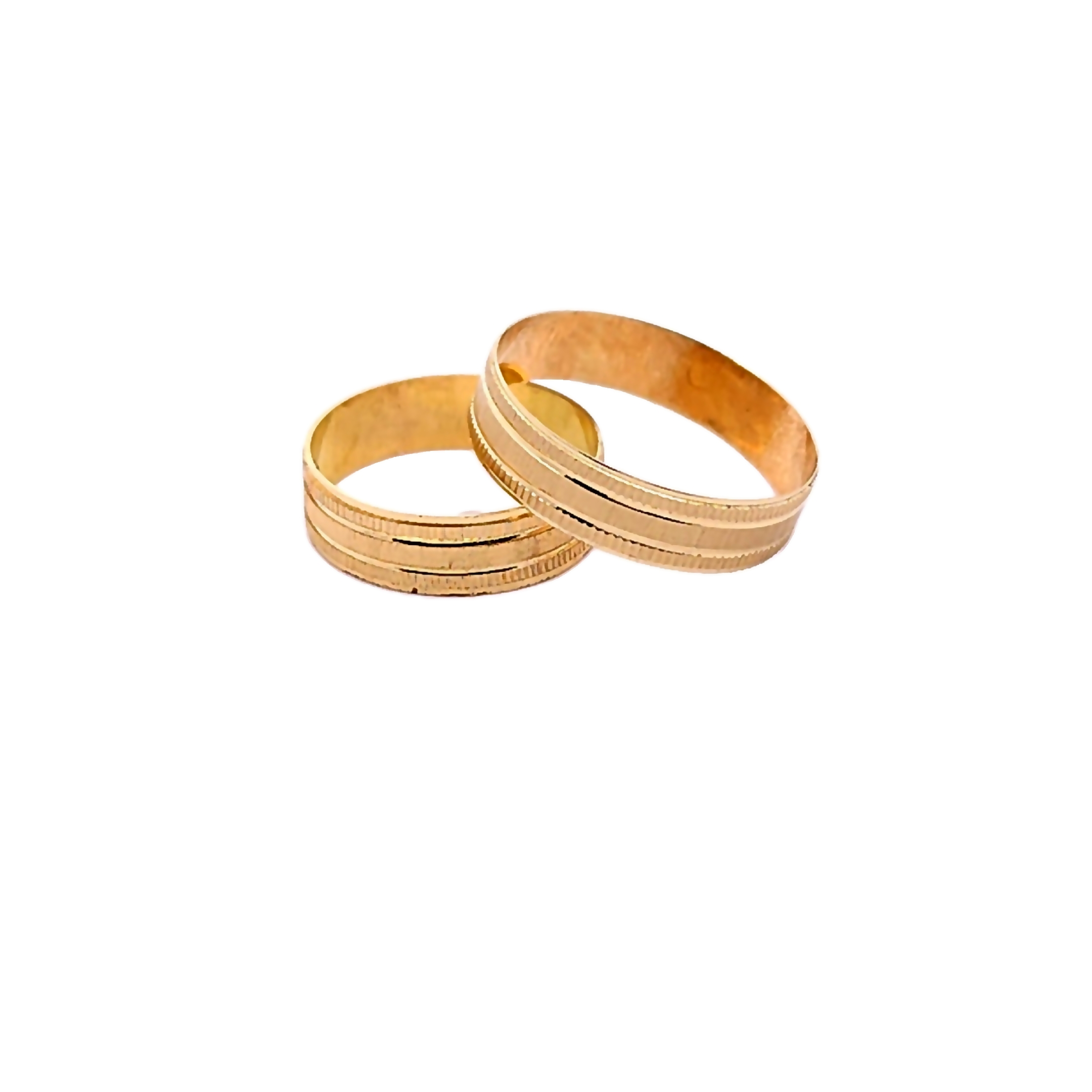 Textured Wedding Band with 2 lines-5mm (Yellow Gold)