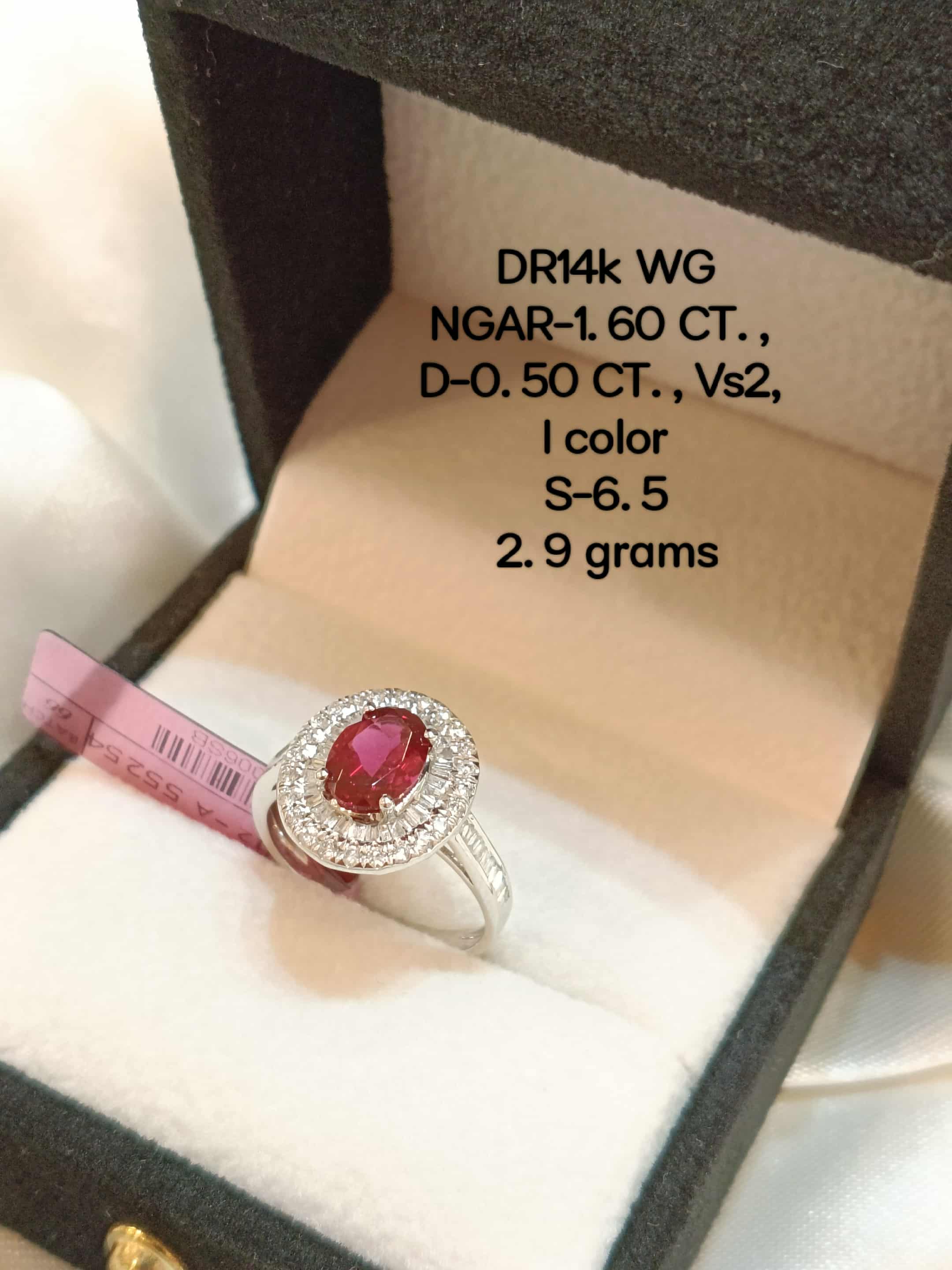 Red Ruby Cabochon White Gold Cocktail Ring