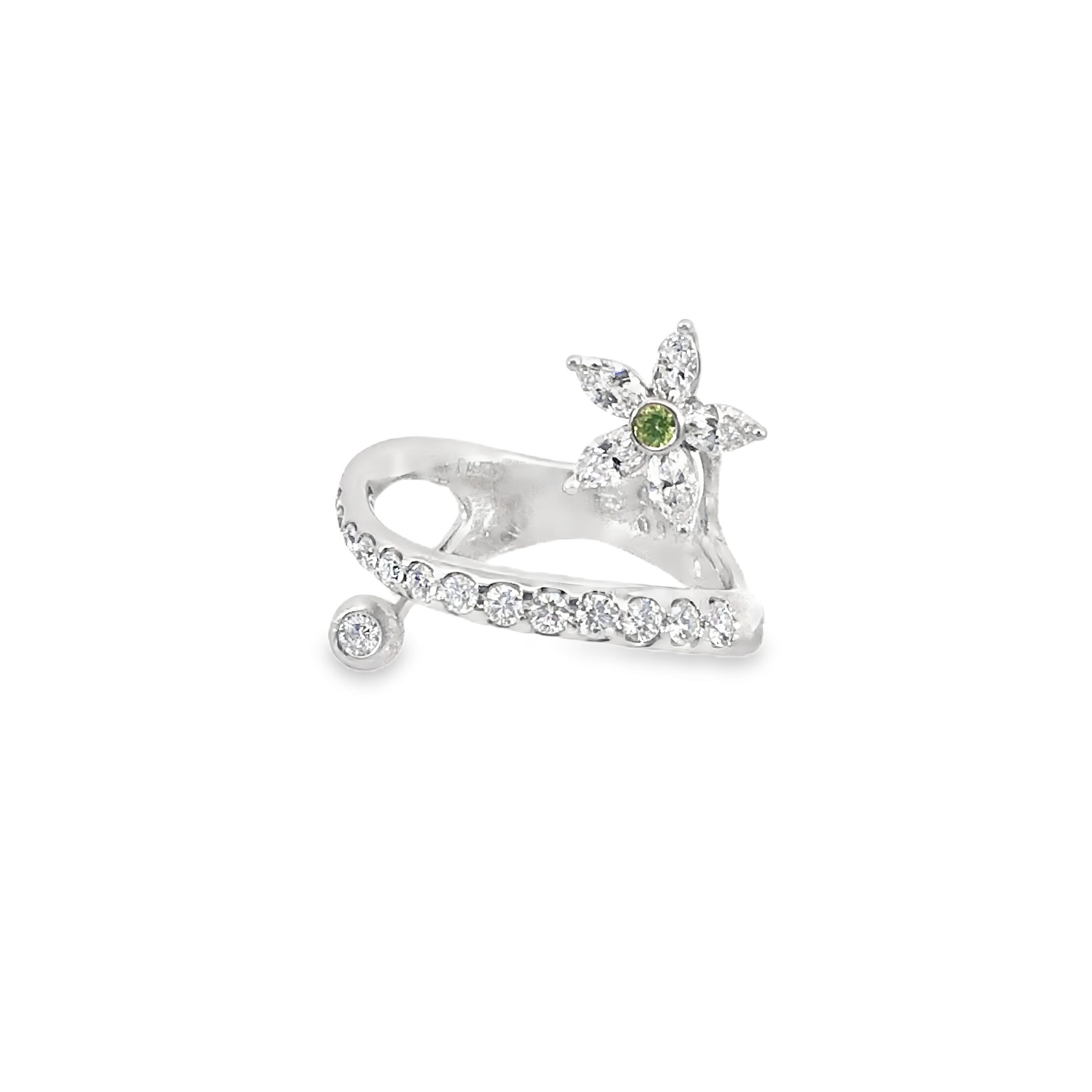 Platinum Diamond Flower Ladies Ring