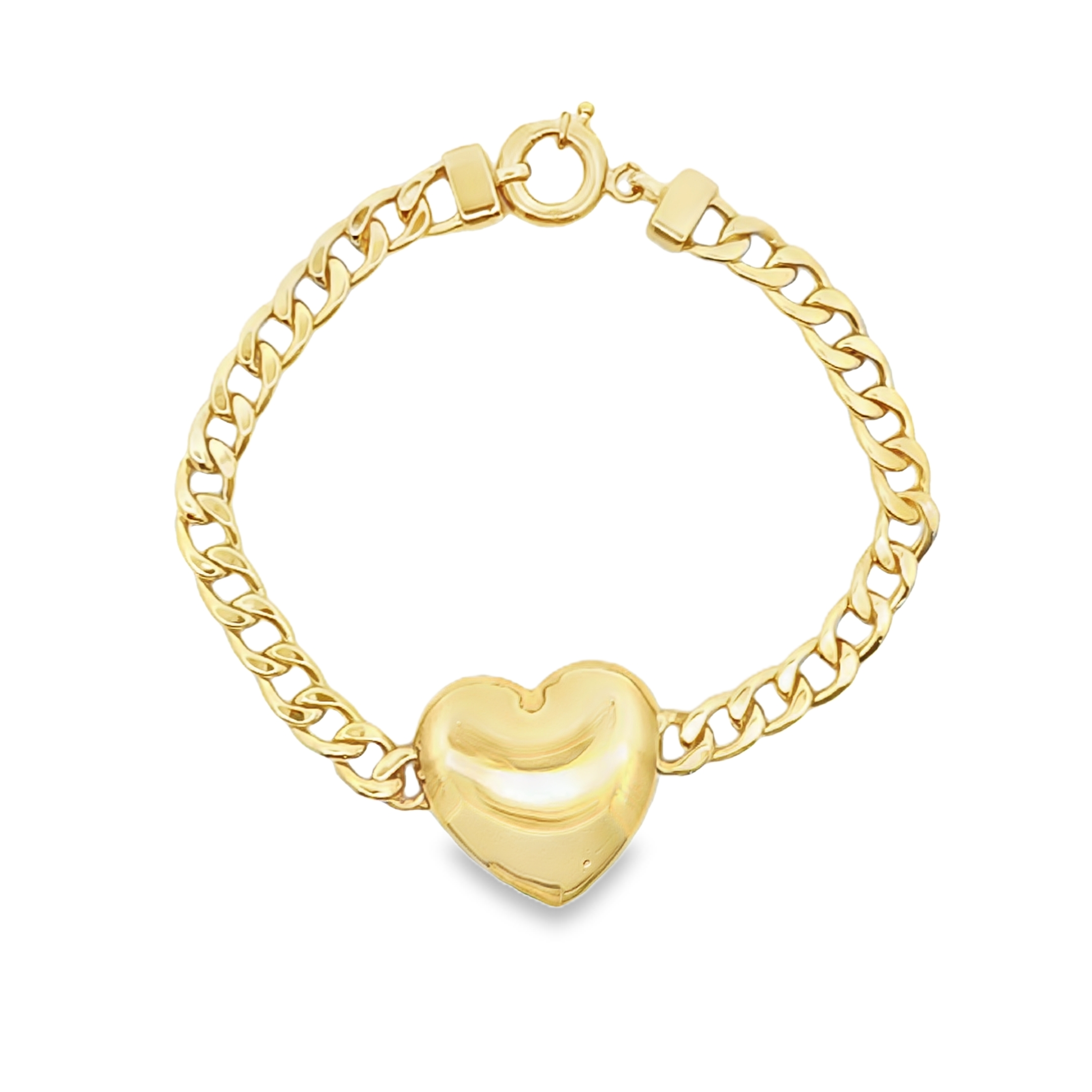 Link Bracelet with Heart-Gloss Finish