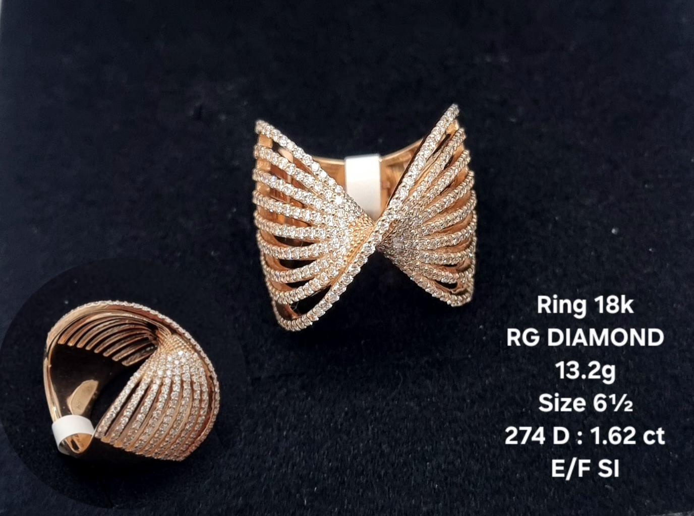 18k Rose Gold Cocktail Ring with Round Brilliant Cut Diamonds