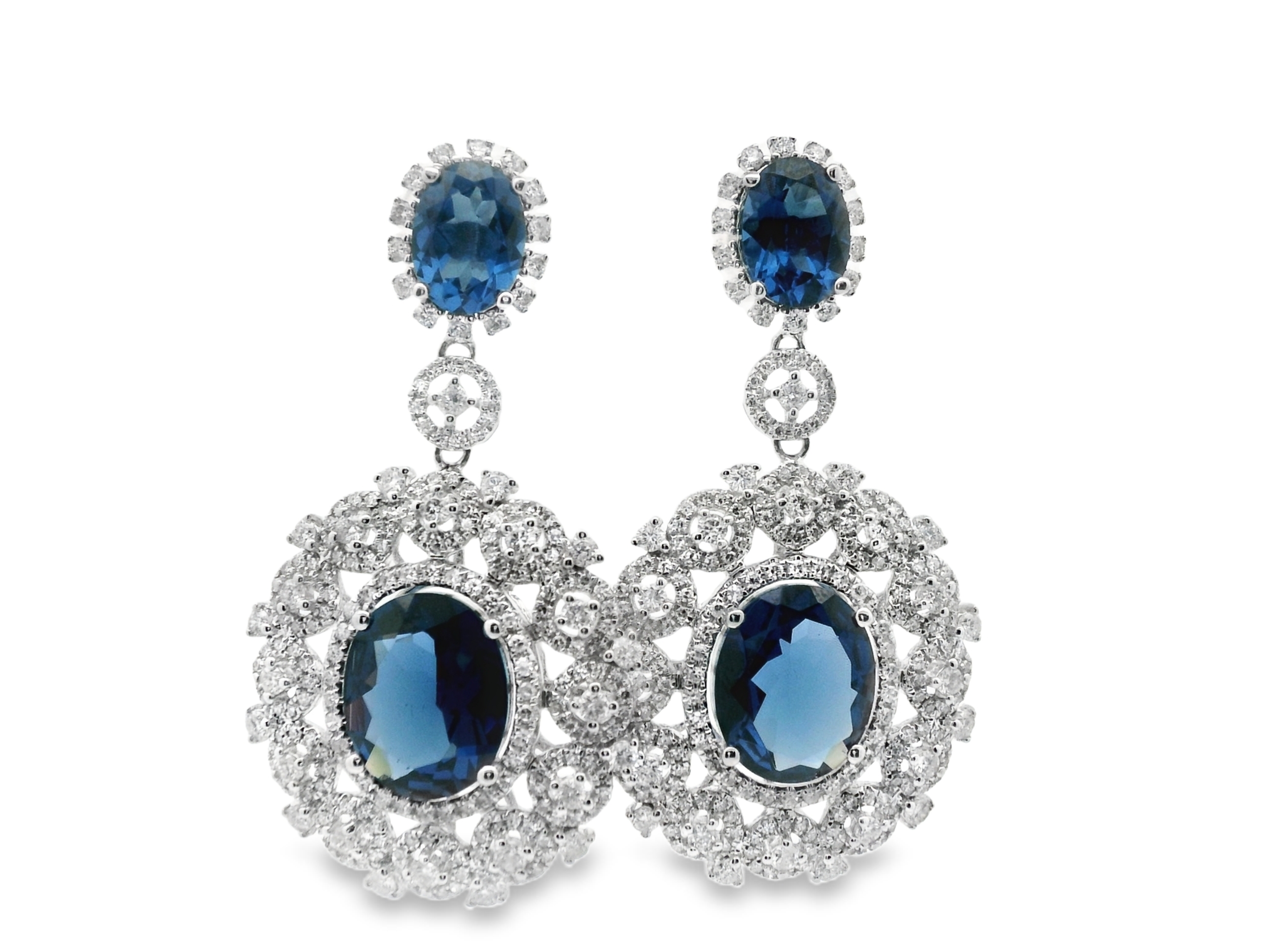 Victorian Inspired Drop Nano-Sapphire Diamond Earring