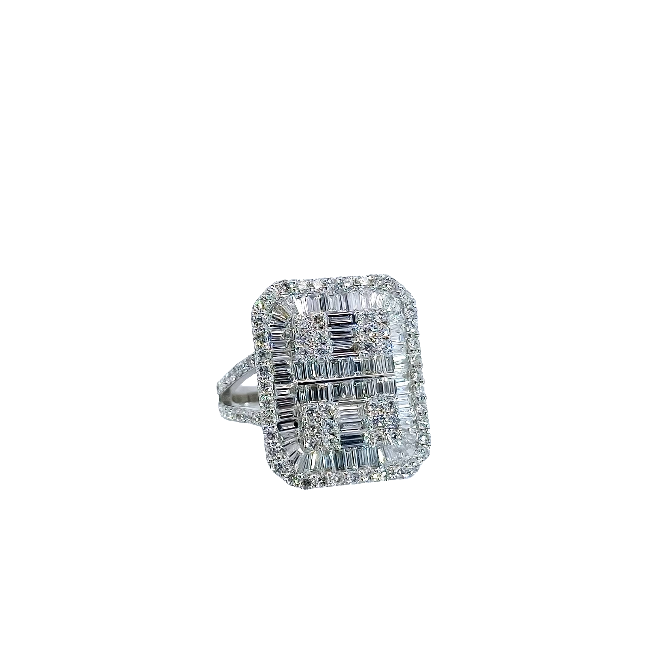 Rectangular Cluster Diamond Ring