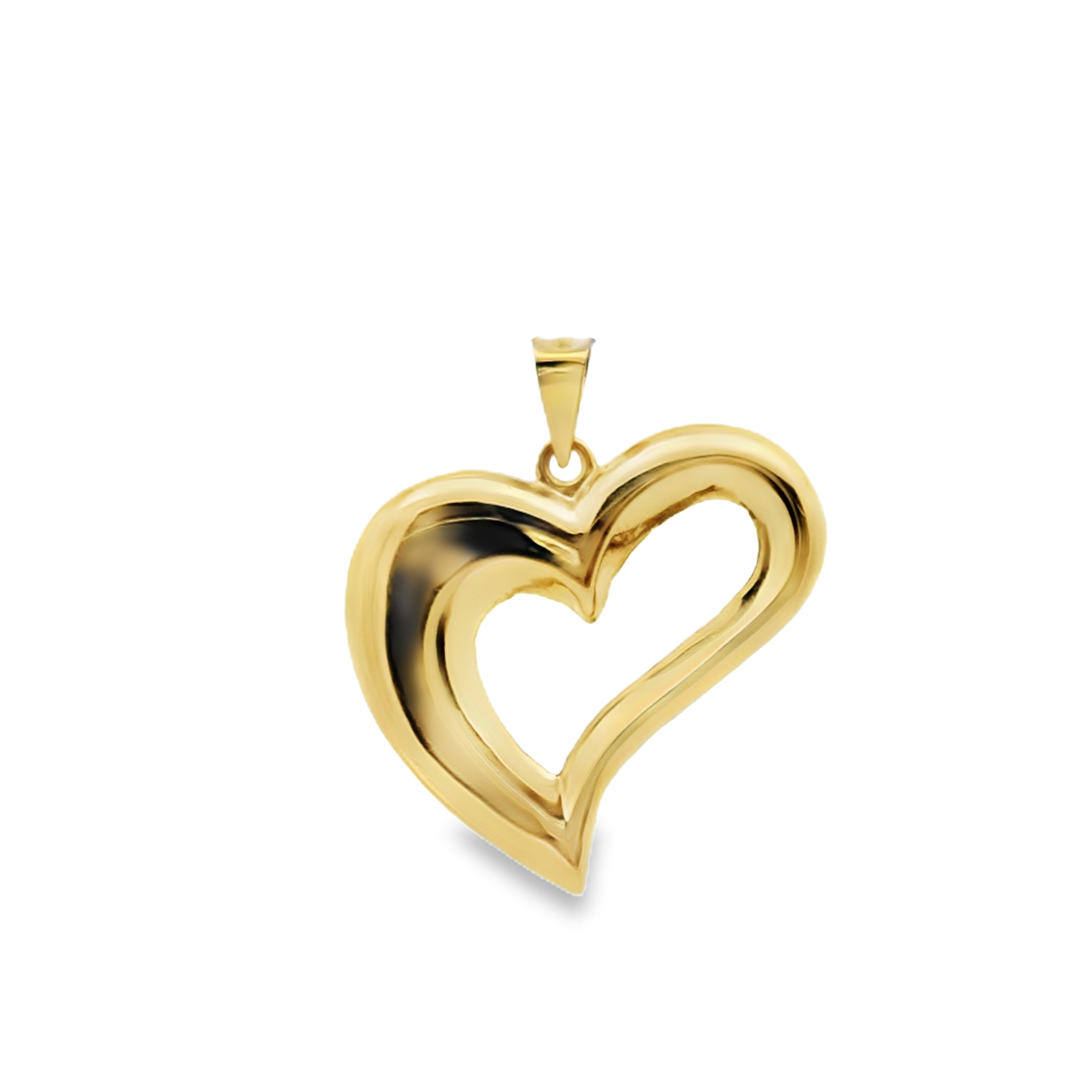 Radiant Yellow Gold Open Heart Pendant