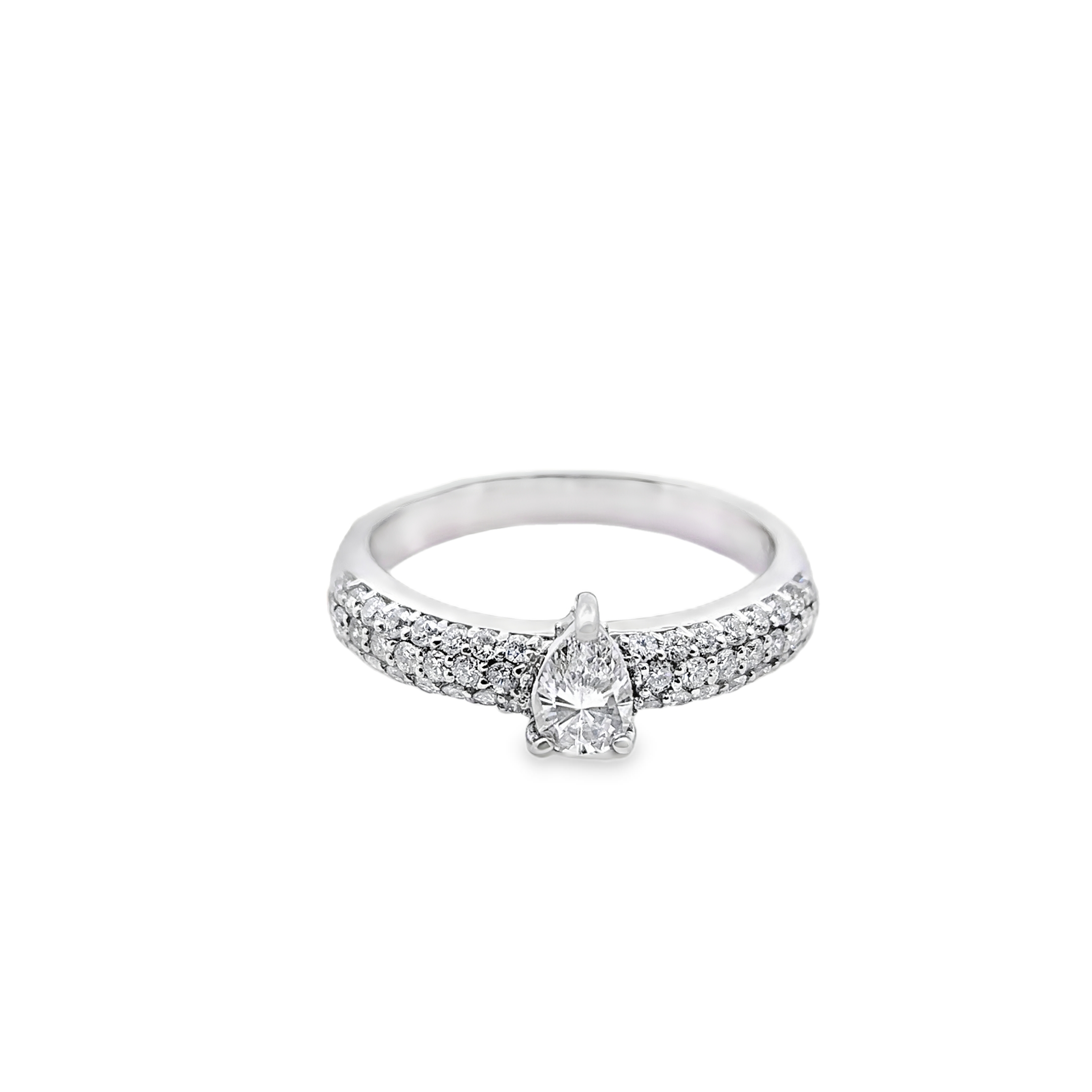 Pear Shape Diamond Ring half Round Band