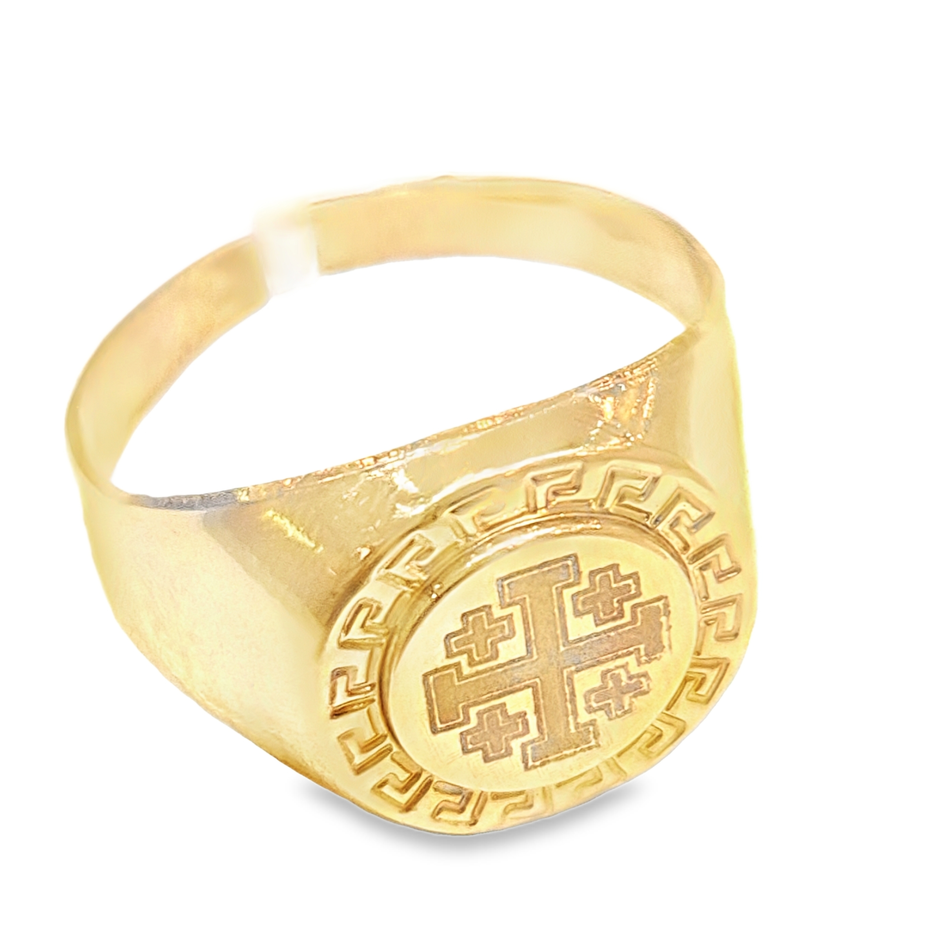Yellow Gold Jerusalem Cross Signet Ring