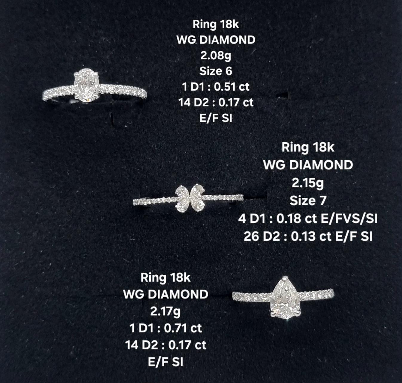 18k White Gold Multi-Stone Diamond Ring with Oval Cut