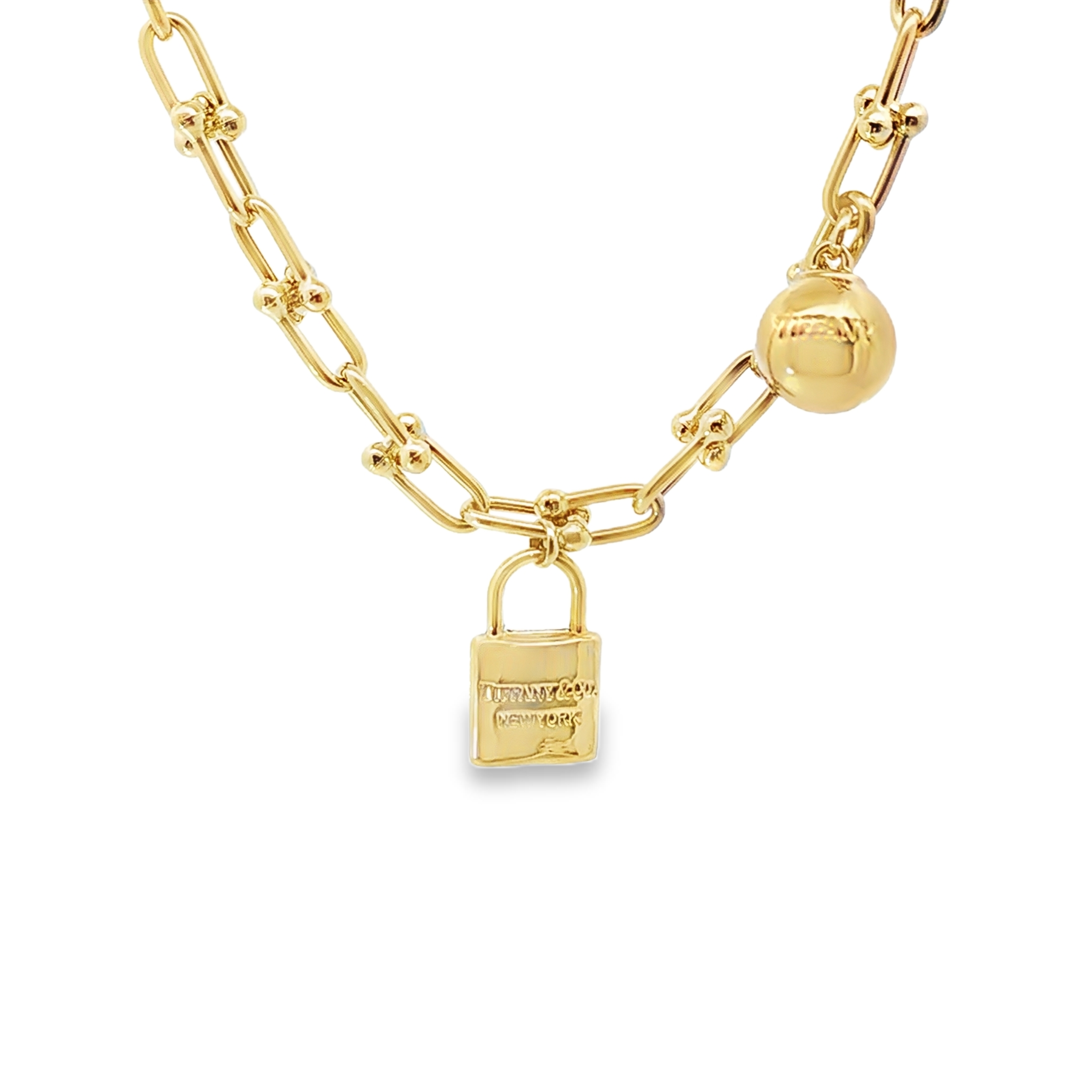 Hardware Necklace with Lock and Ball Charm