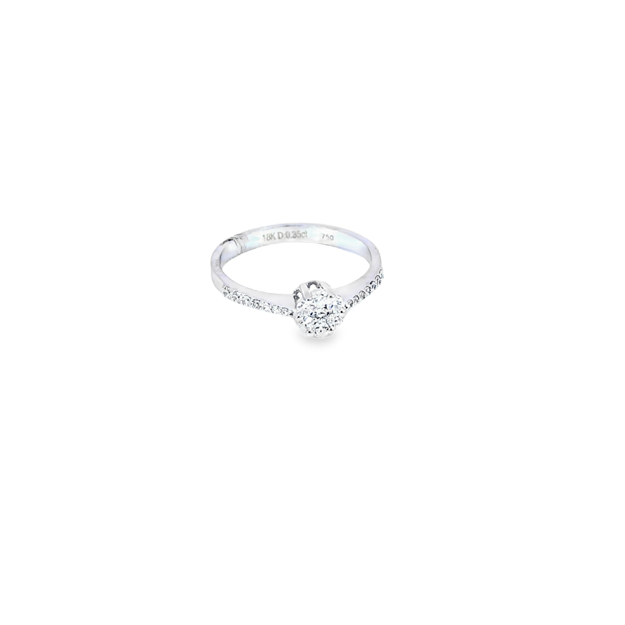 Diamond  Flower Engagement ring with Side Stone