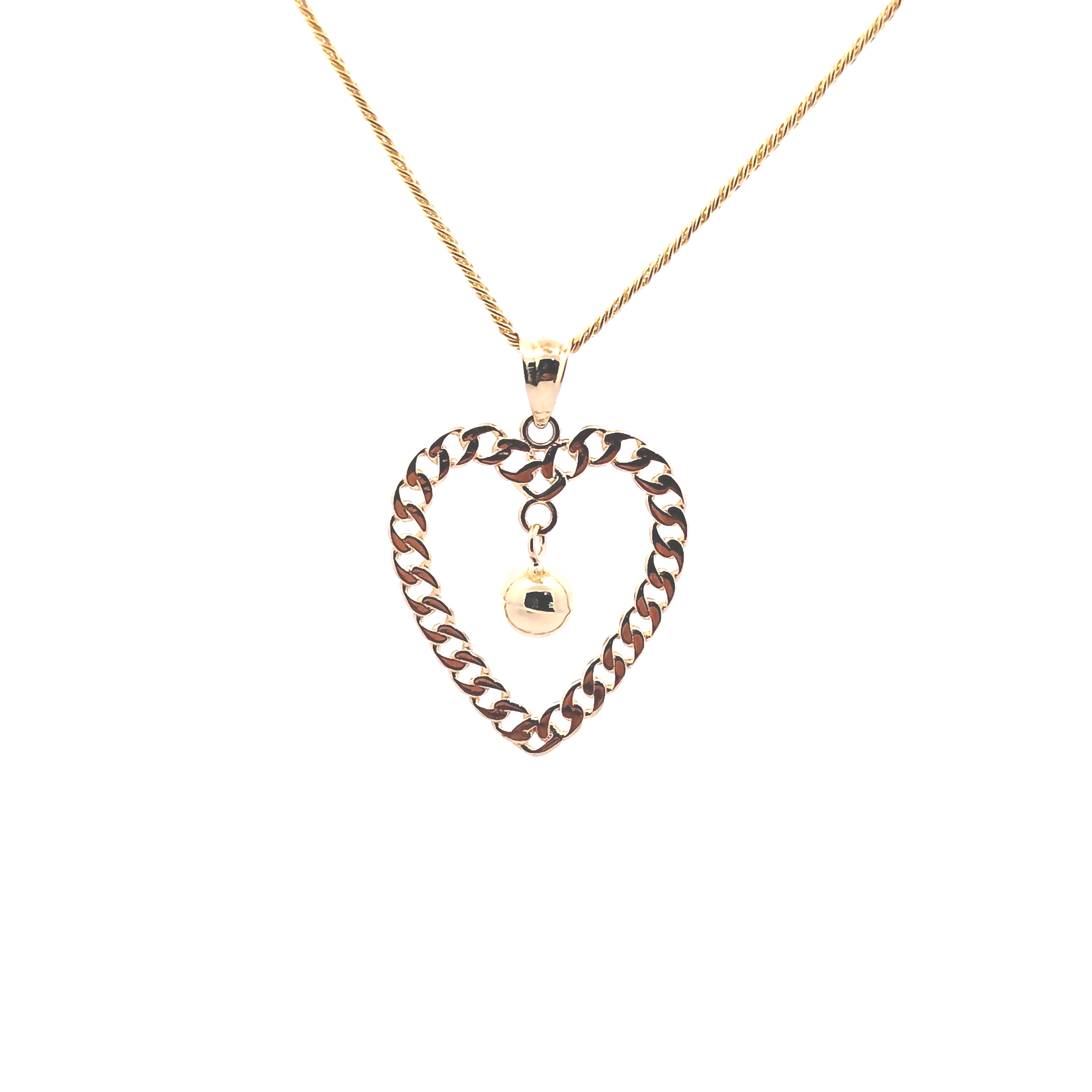 Link heart with Danggling Charm Pendant