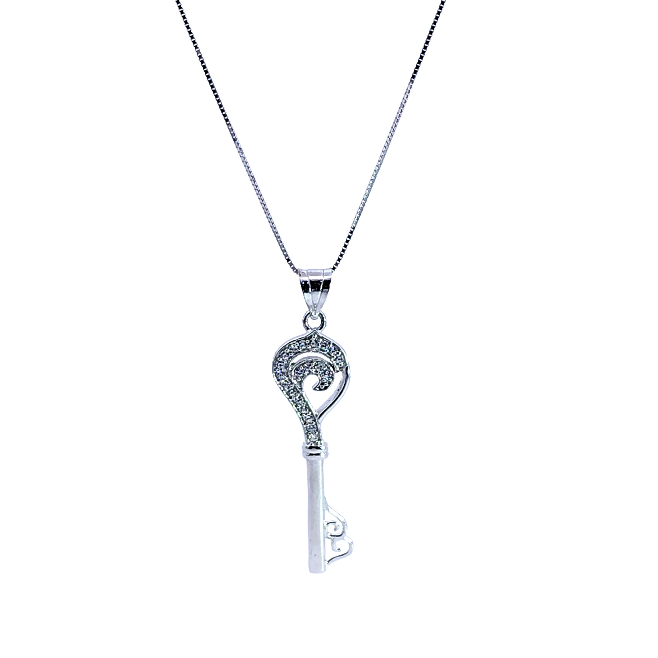 White Gold Diamond Key Pendant