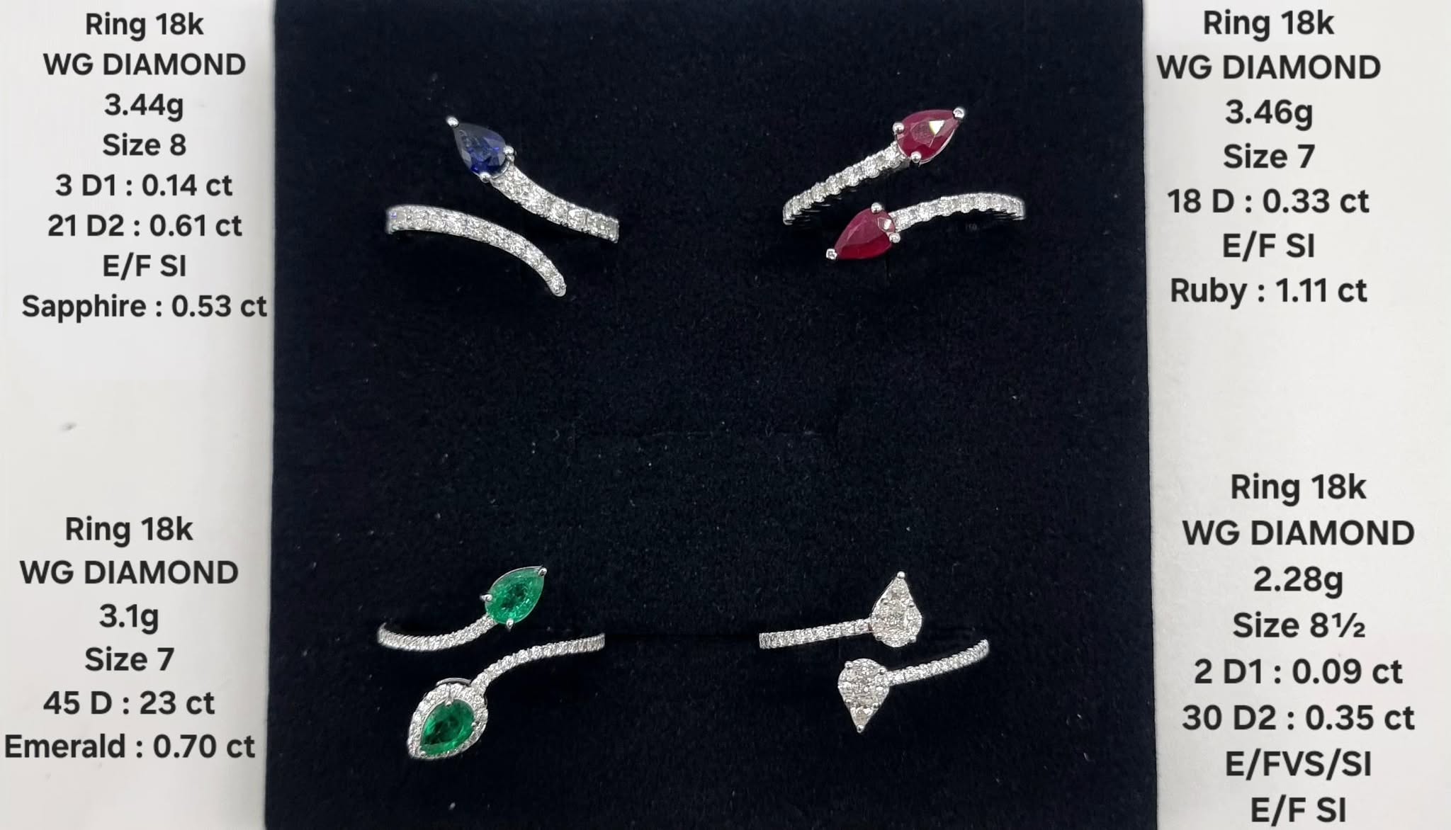 18k White Gold Ring with Diamond Accents