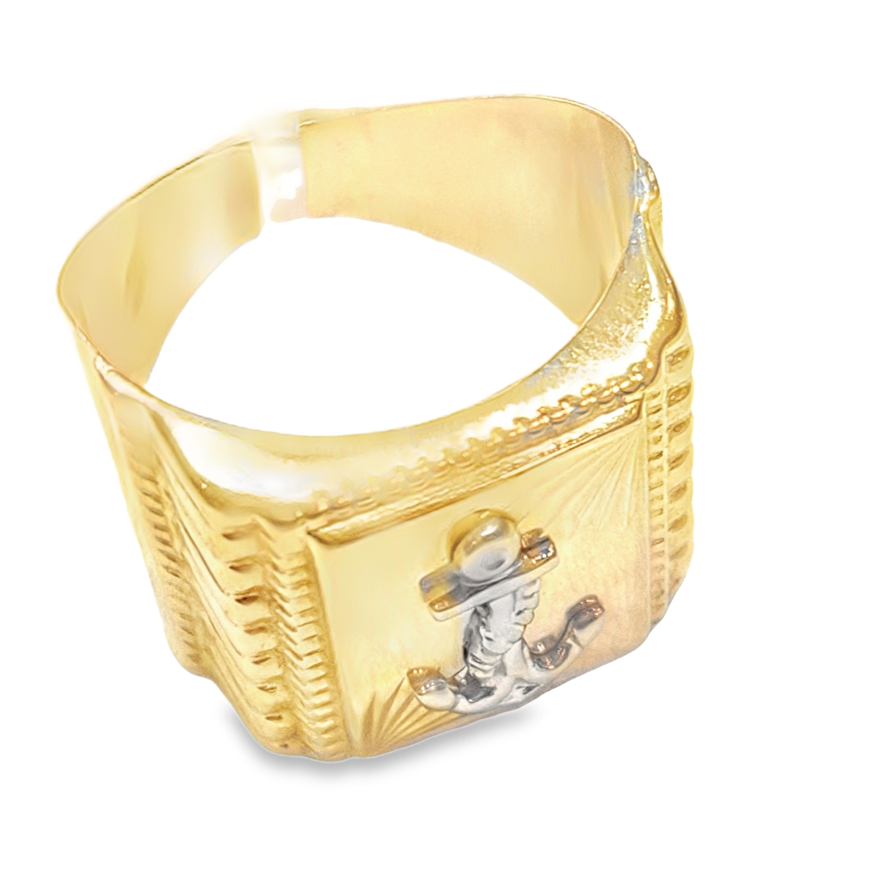 Yellow Gold Nautical Anchor Signet Ring