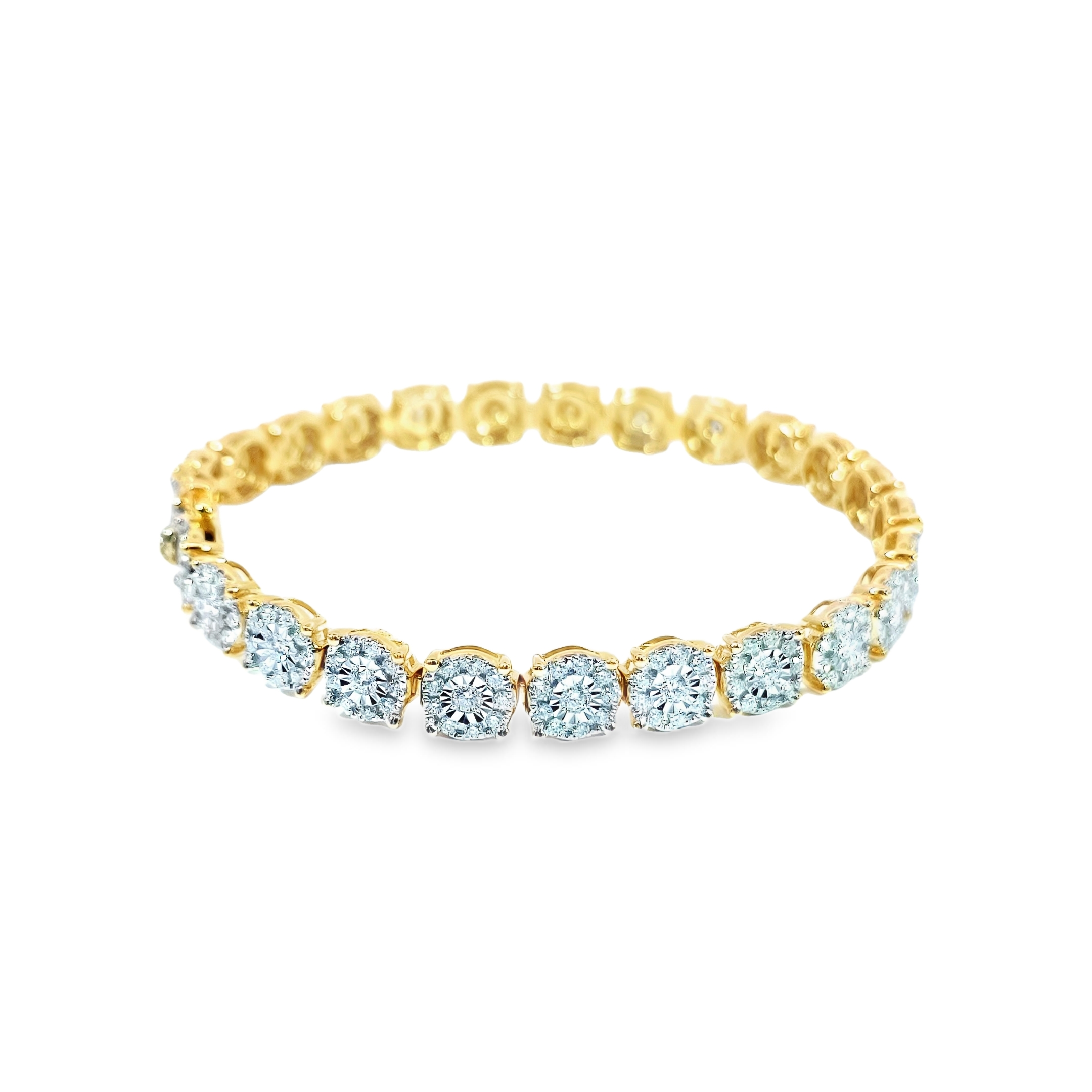 Yellow Gold Illusion Diamond Tennis Bracelet