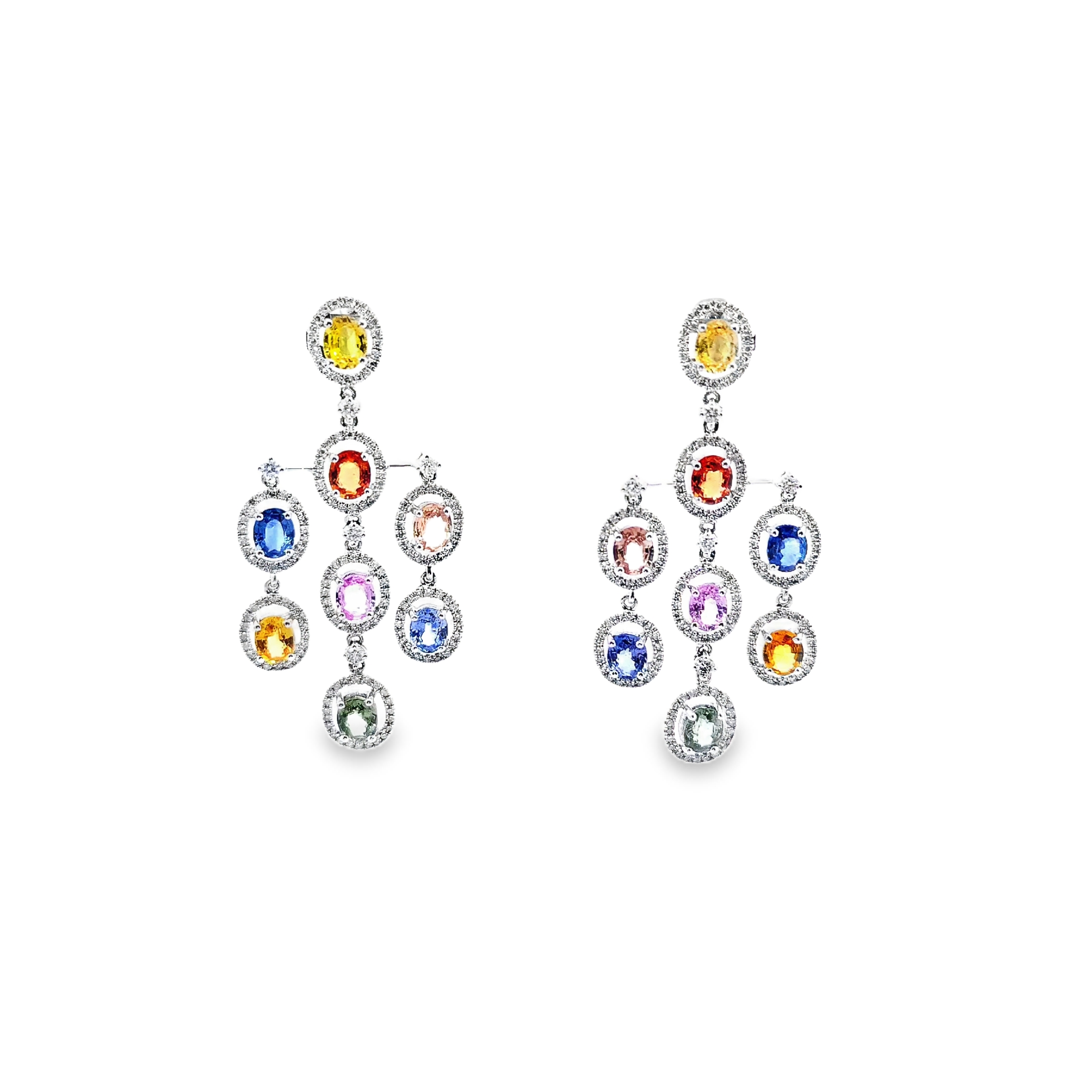 Diamond with Colored Stone Danggling Earring