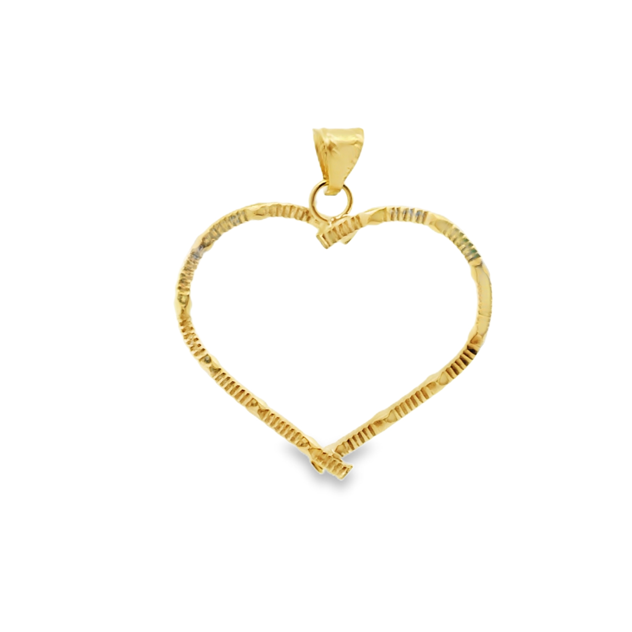 Yellow Gold Open Heart Pendant - Minimalist Elegance