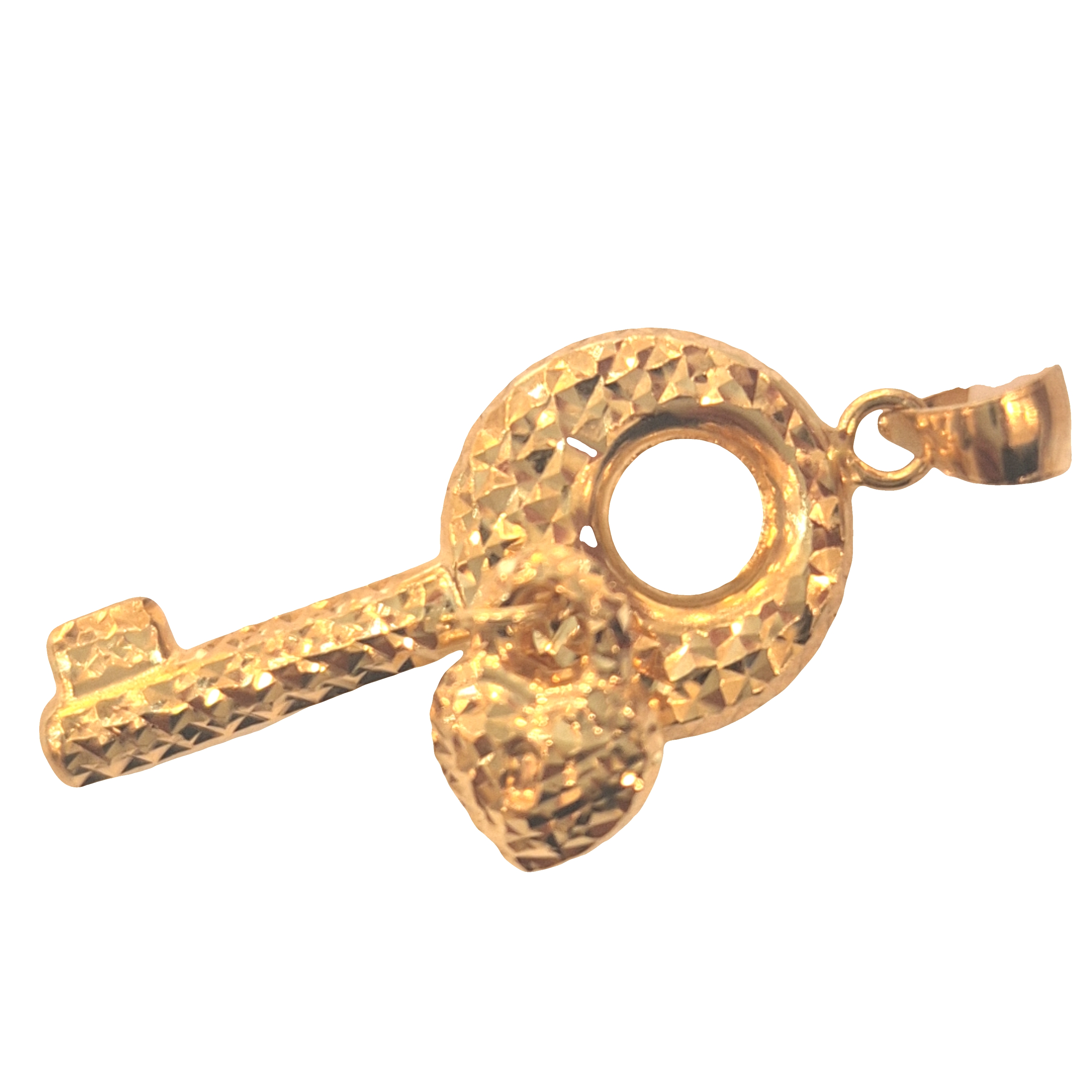 Gold Key Pendant with mini heart