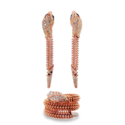 Rose Gold Snake Bubble Diamond Ring