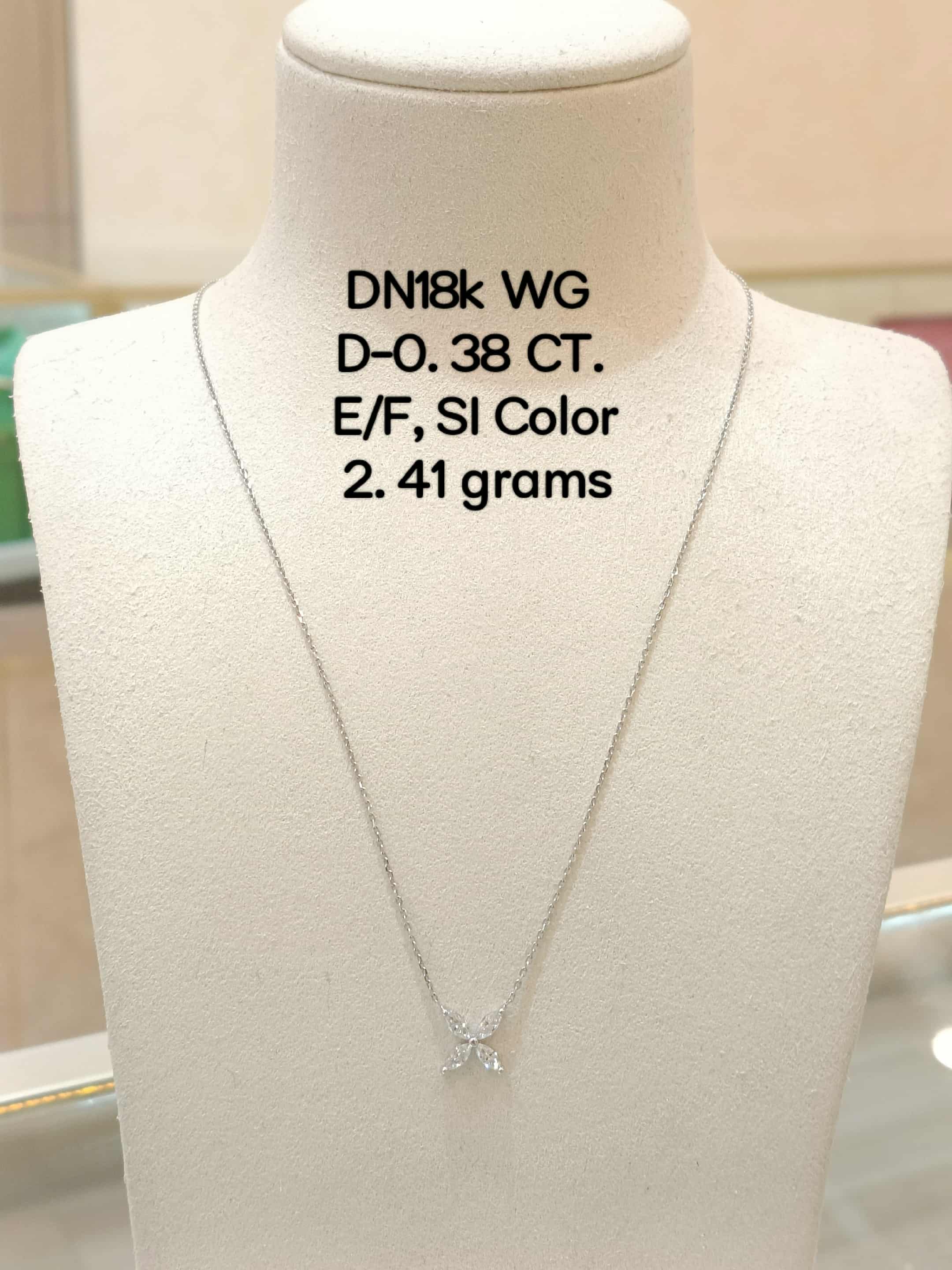 DN18K WG Round Brilliant Cut Diamond Pendant Necklace in White Gold