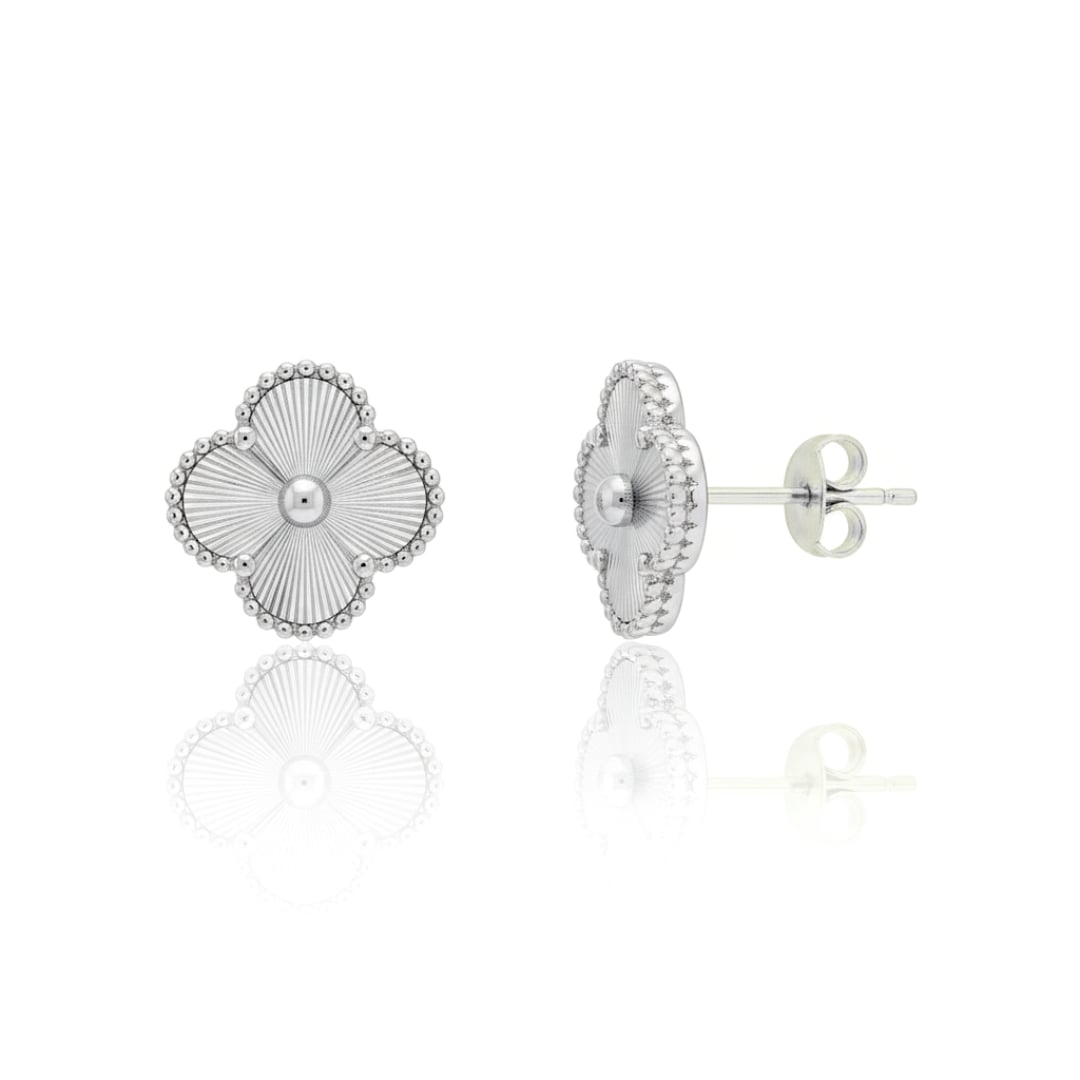 Top Quality Alhambra Stud Earrings in White Gold