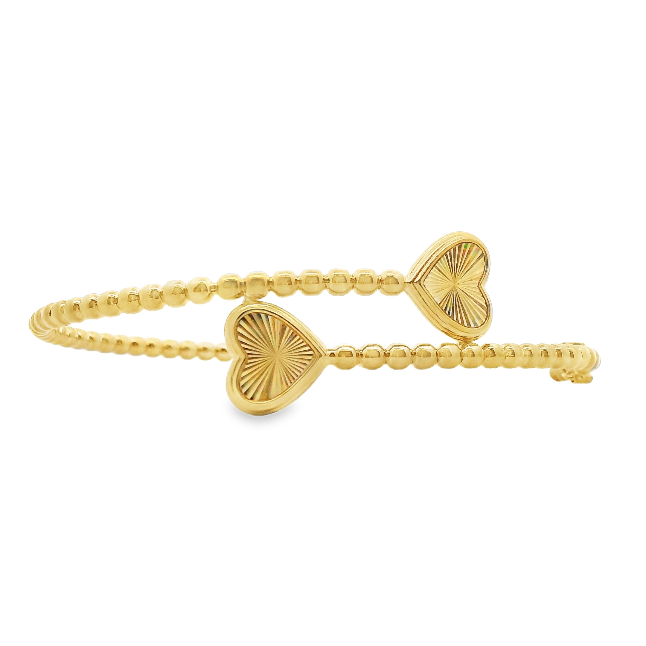 18k Yellow Gold Heart Finial Bangle