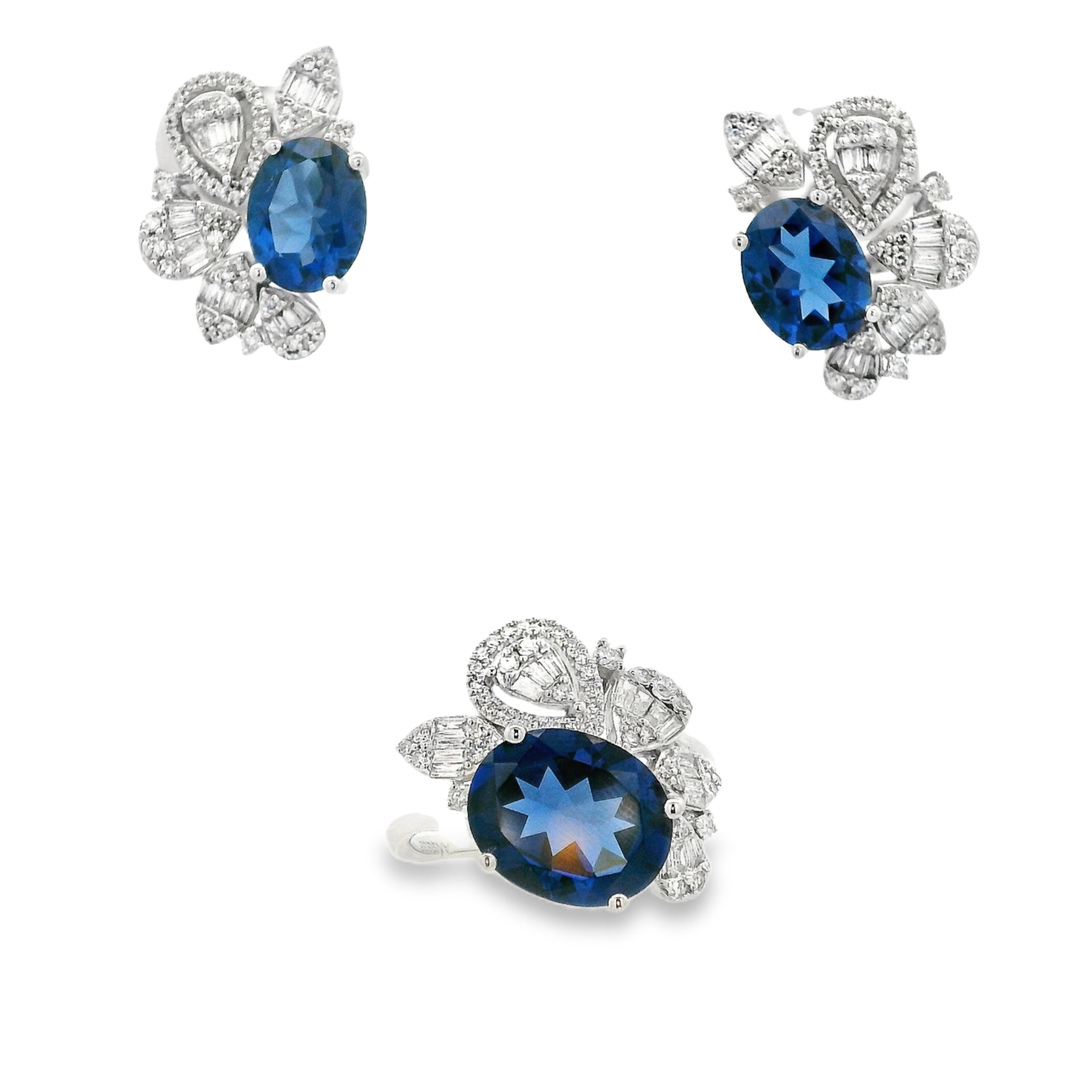 Deep Blue Sapphire White Gold Stud Earrings