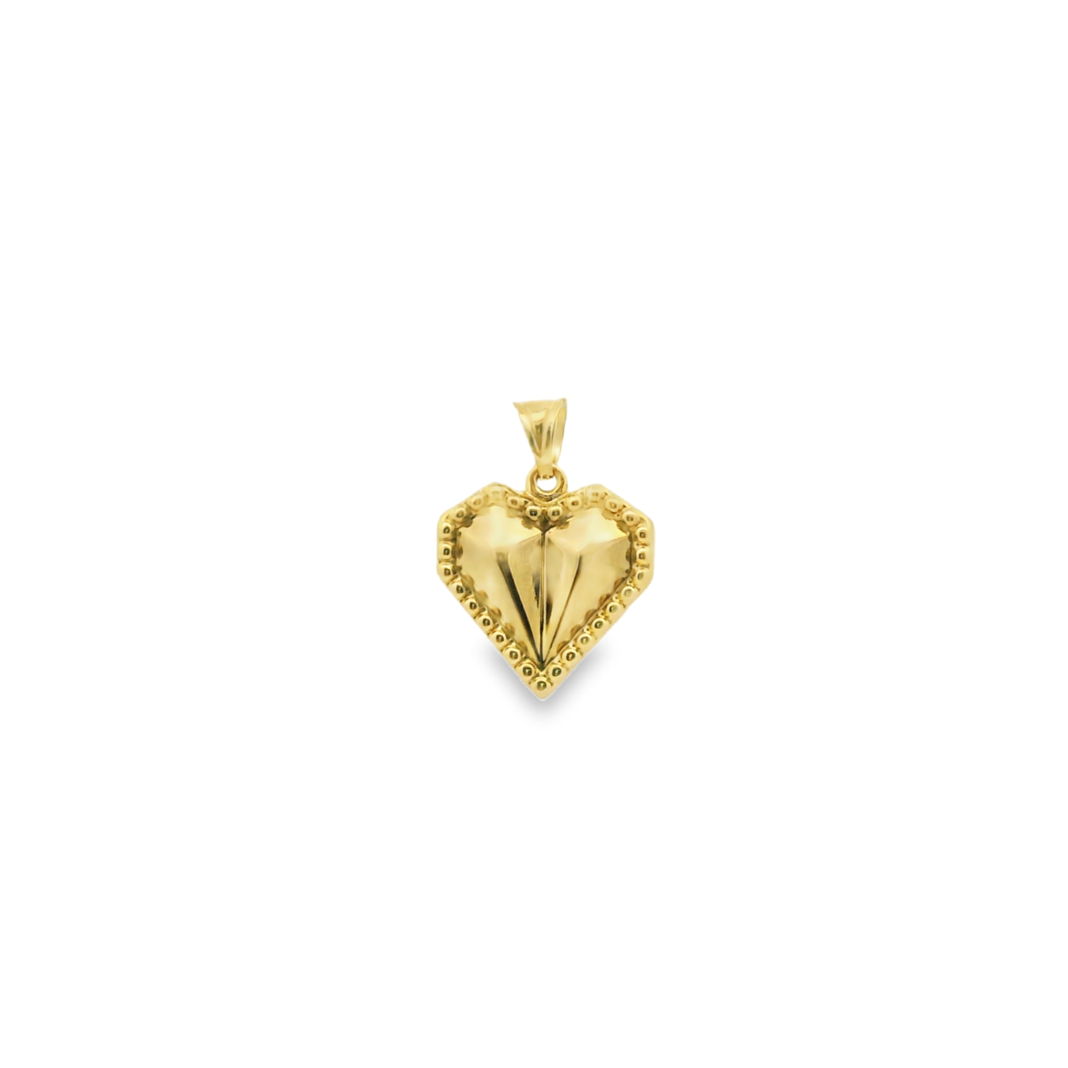 Classic Yellow Gold Beaded Heart Pendant