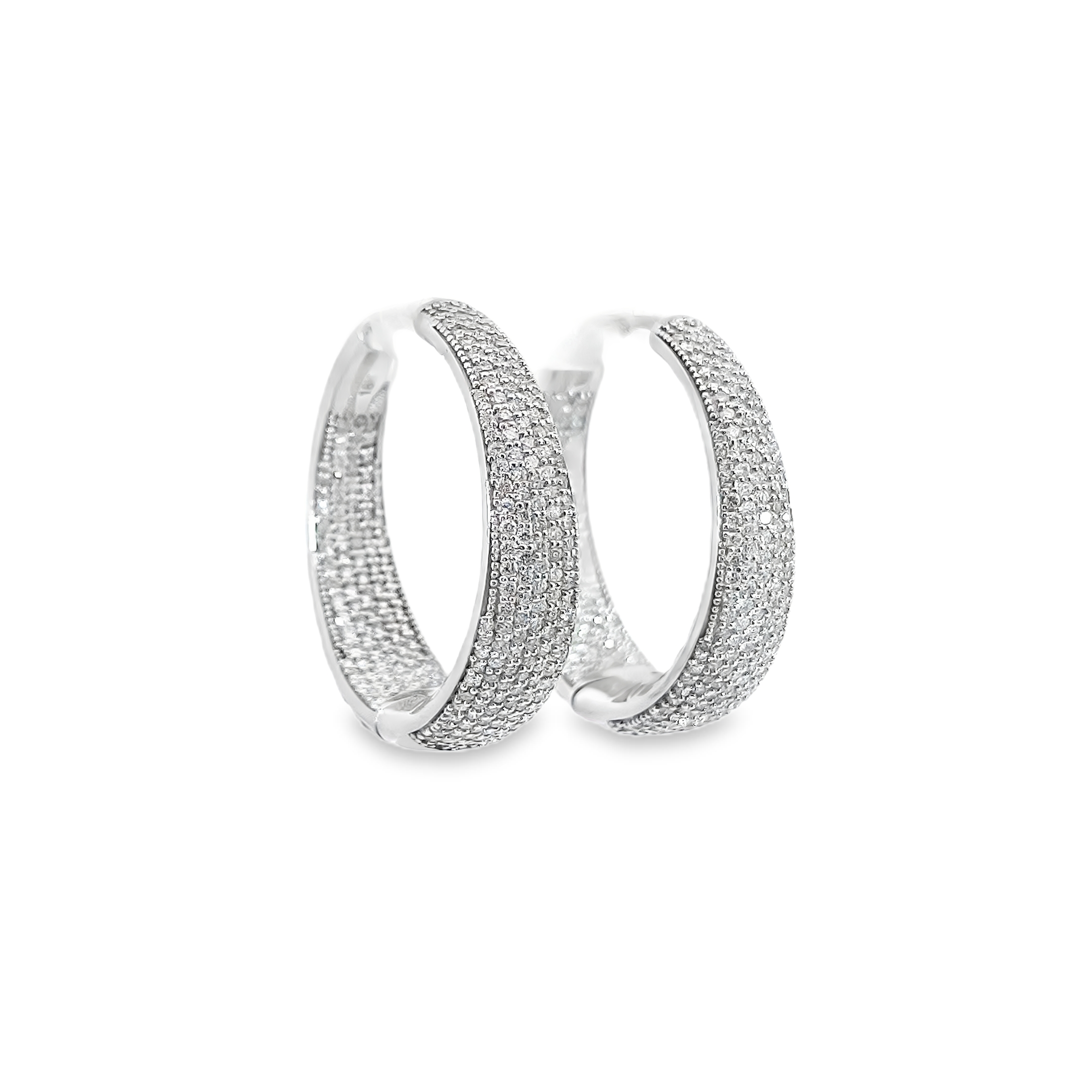 Multi-Layered Pave Diamond Loop Earrings