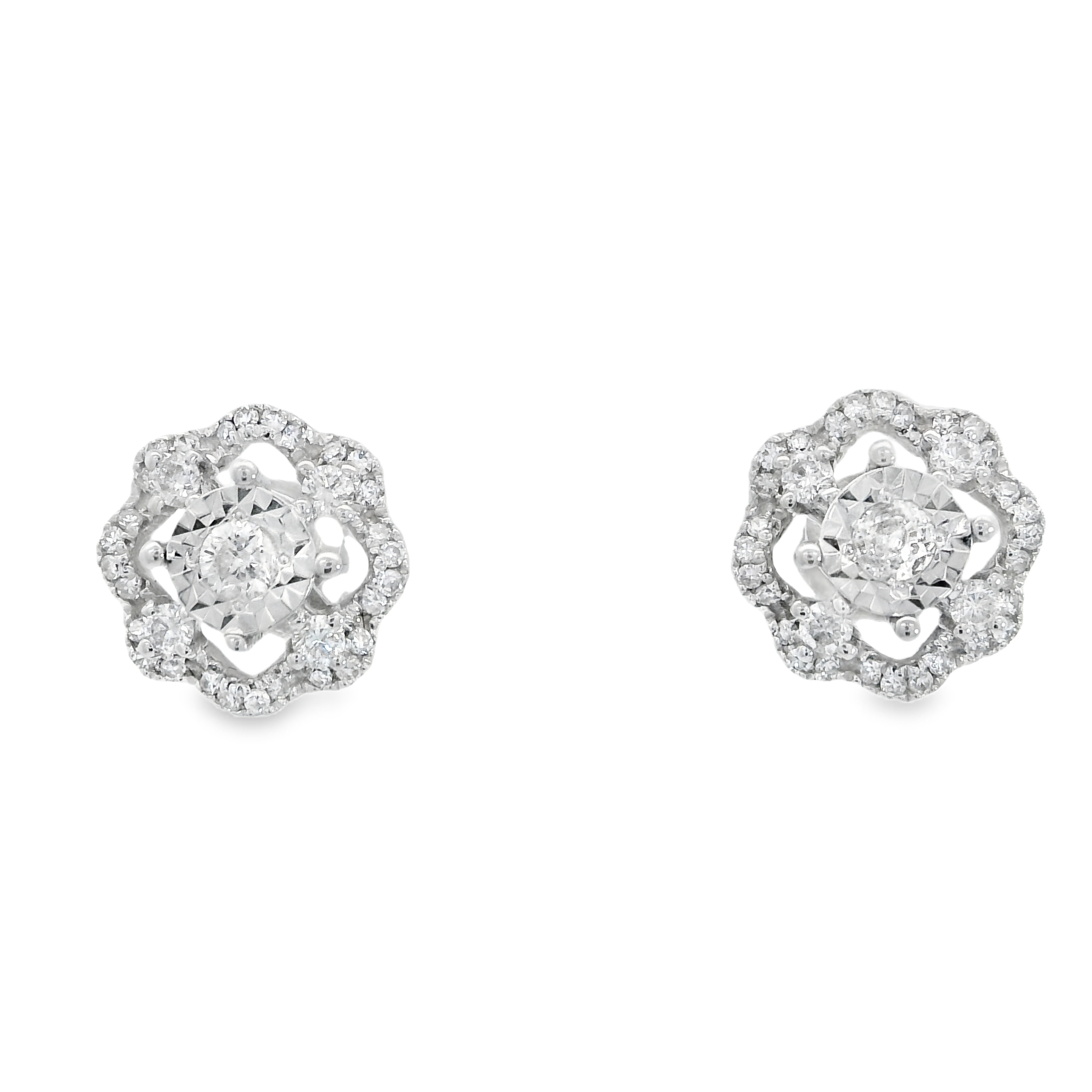 Halo Flower Diamond Stud Earring