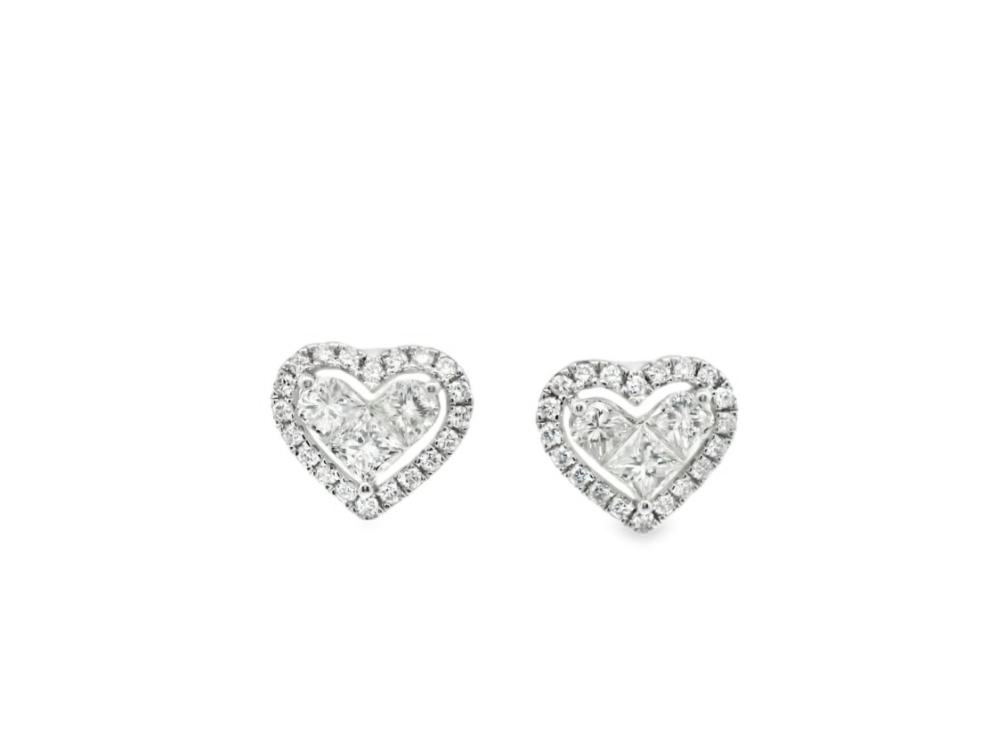Elegant Heart Shaped Natural Diamond Earrings