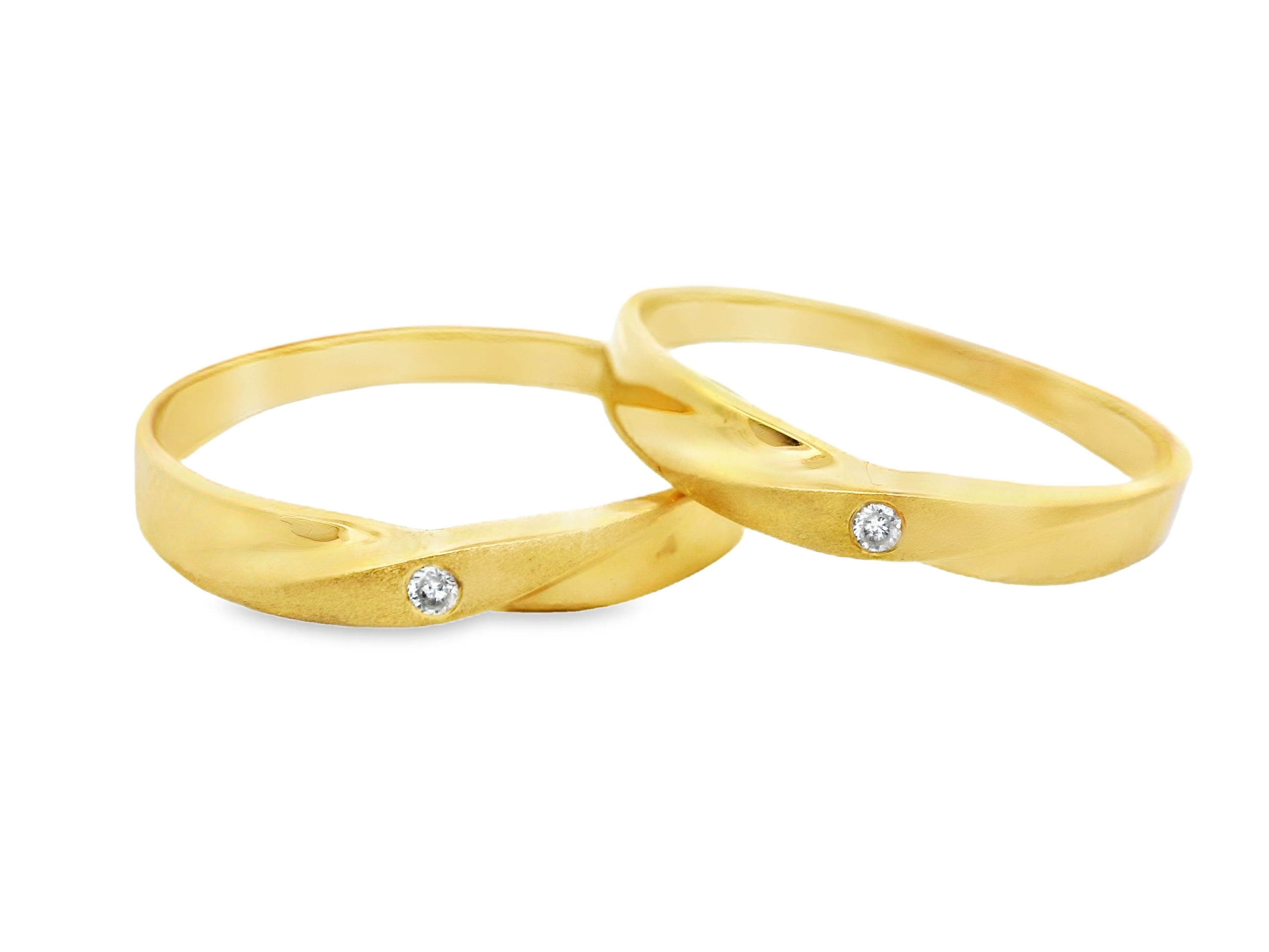 Customized Twisted with stone Wedding Ring 14k