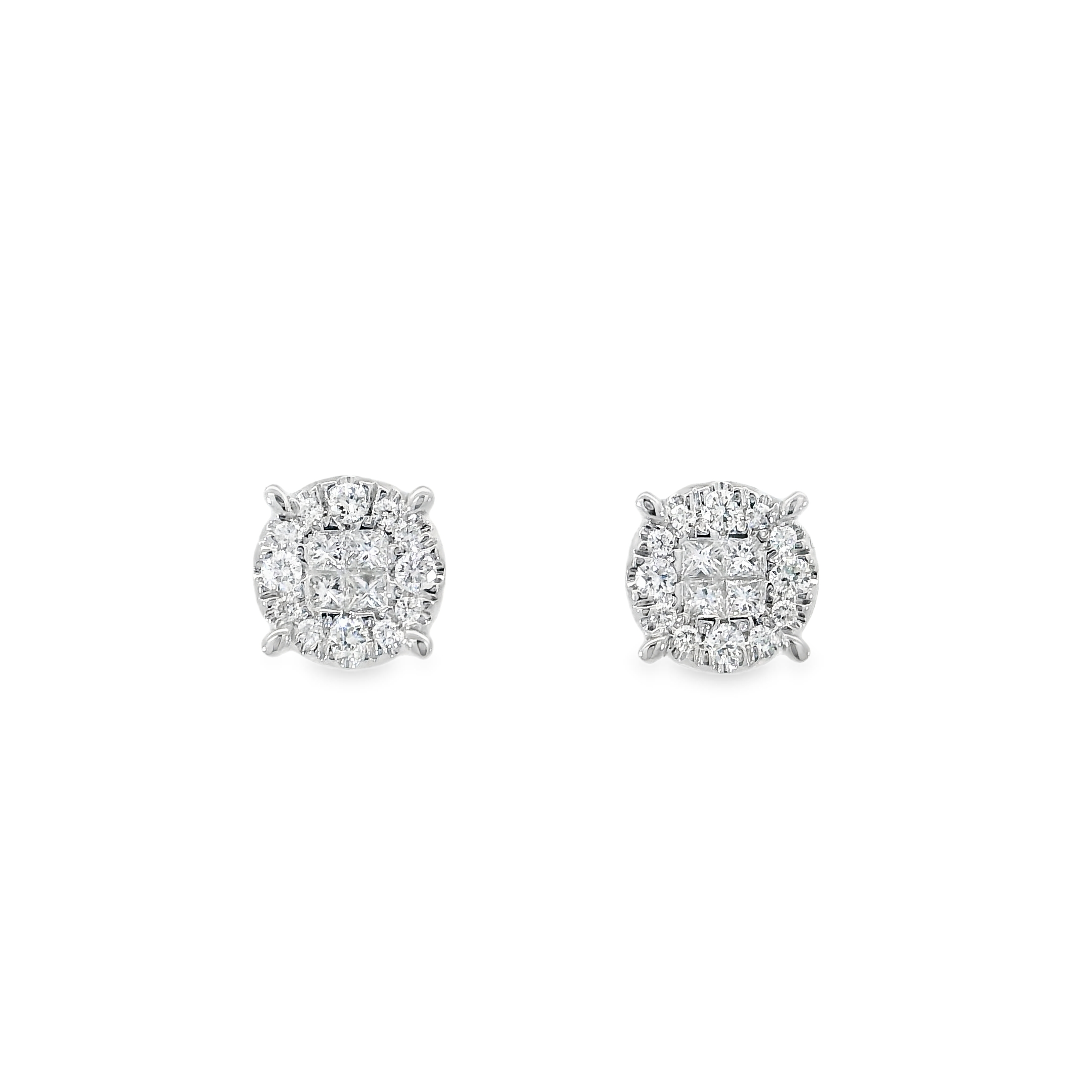 Round Illusion Diamond Stud Earring