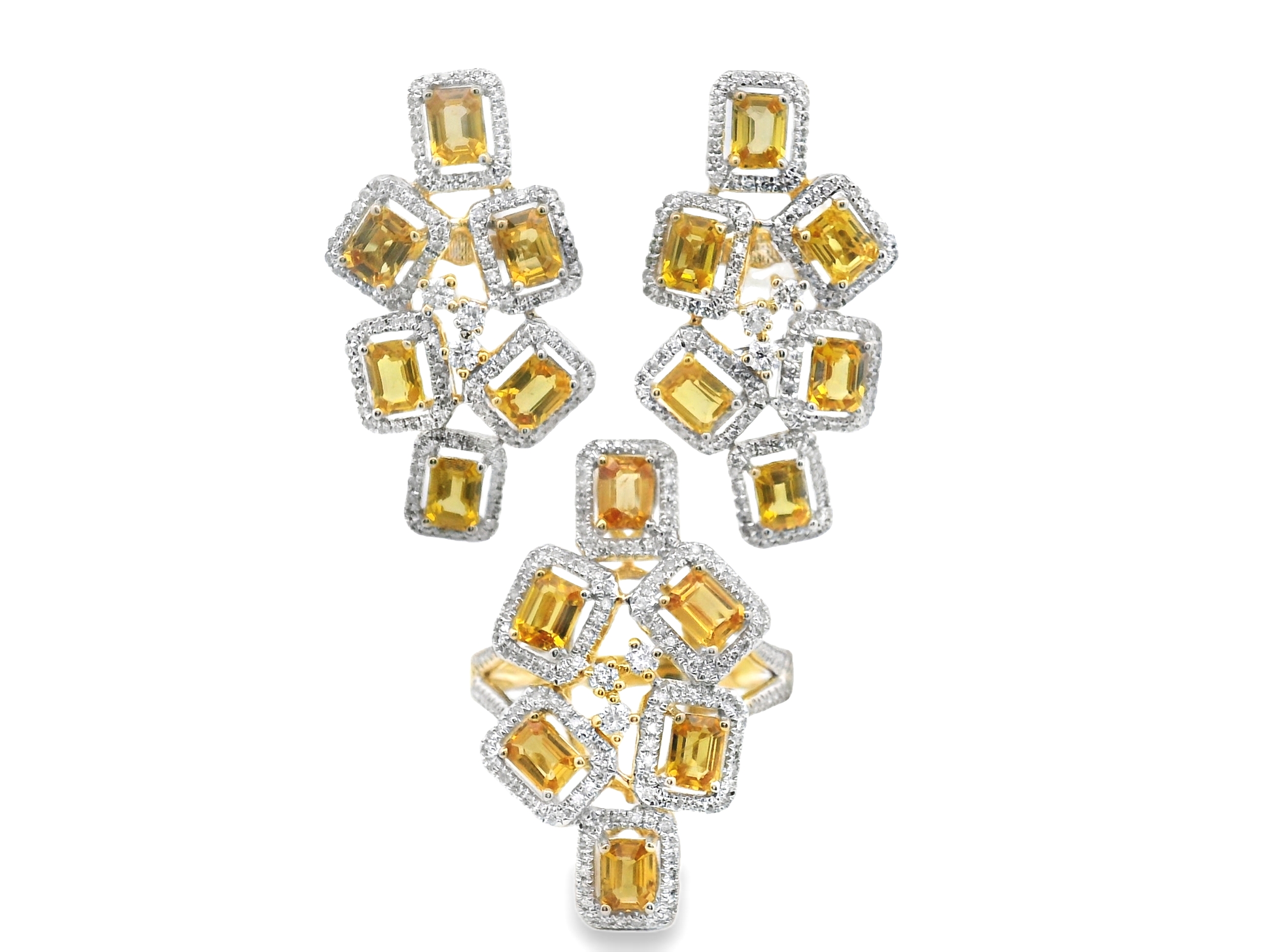 Citrine Diamond Jewelry Set