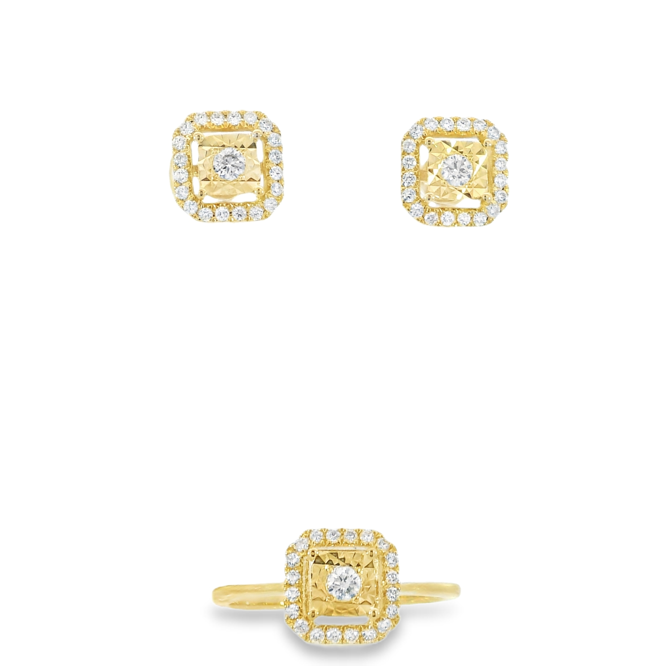 Square Halo Diamond Jewelry Set Center Diamond