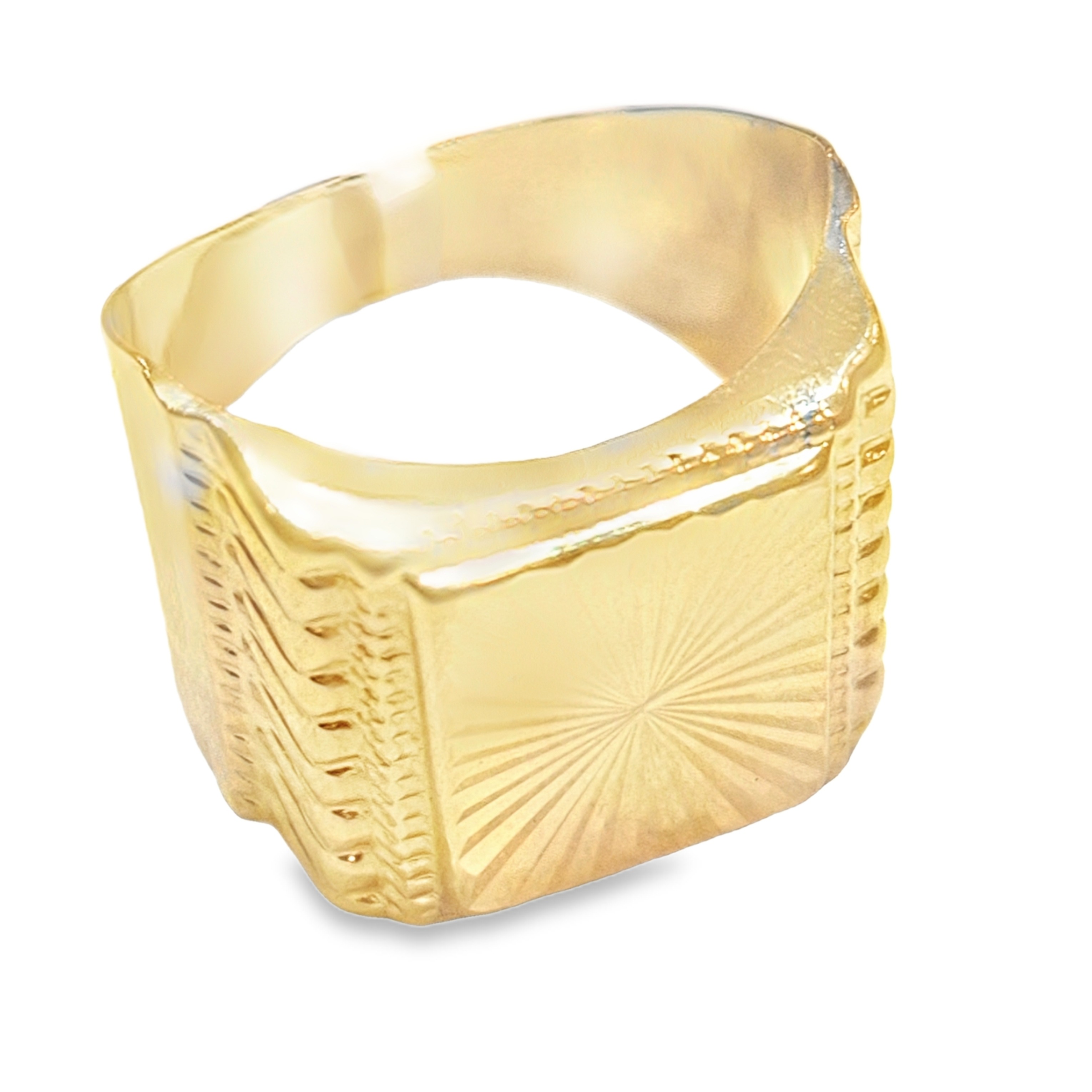 Yellow Gold Engraved Square Signet Ring