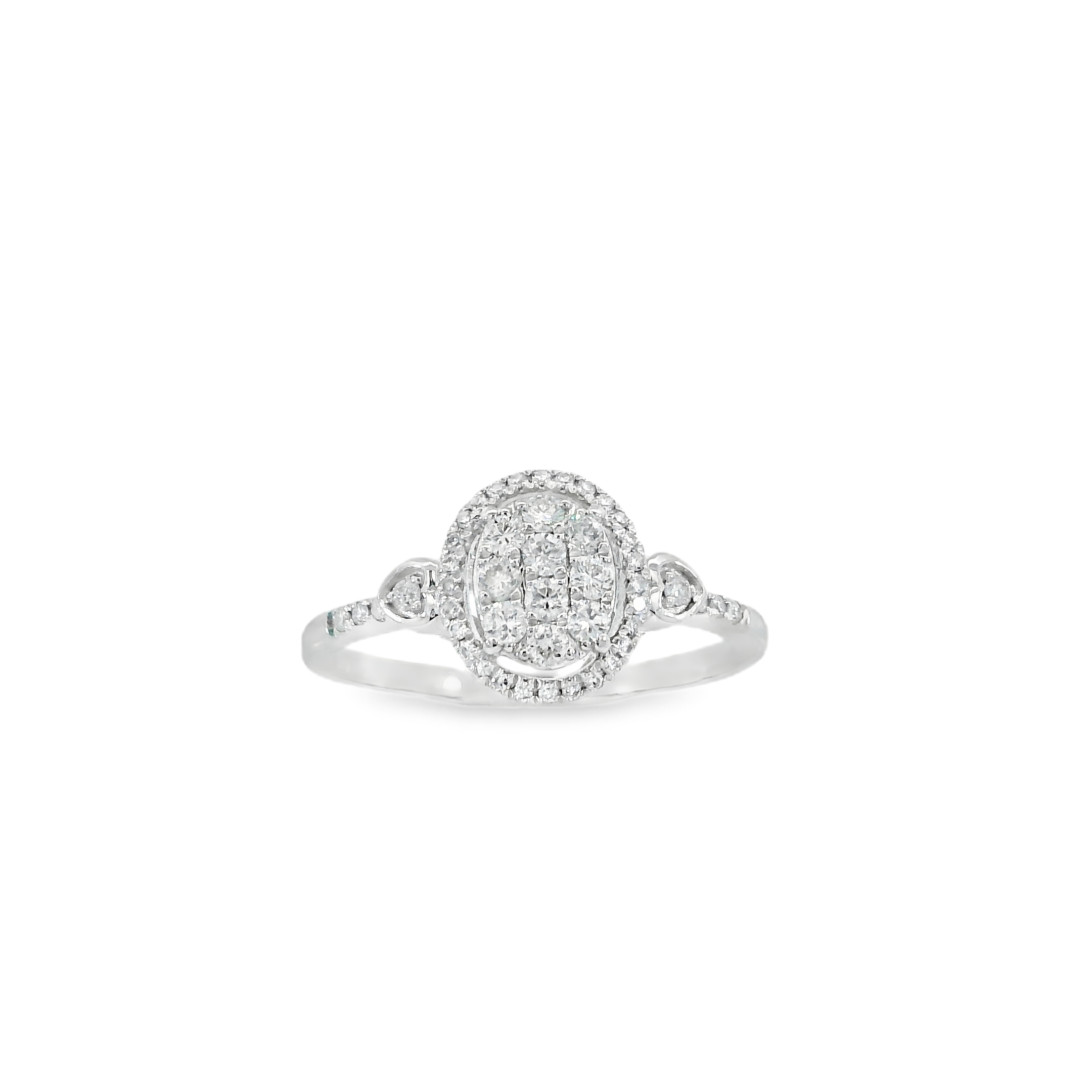 Oval Halo Diamond Ring With Side Stones