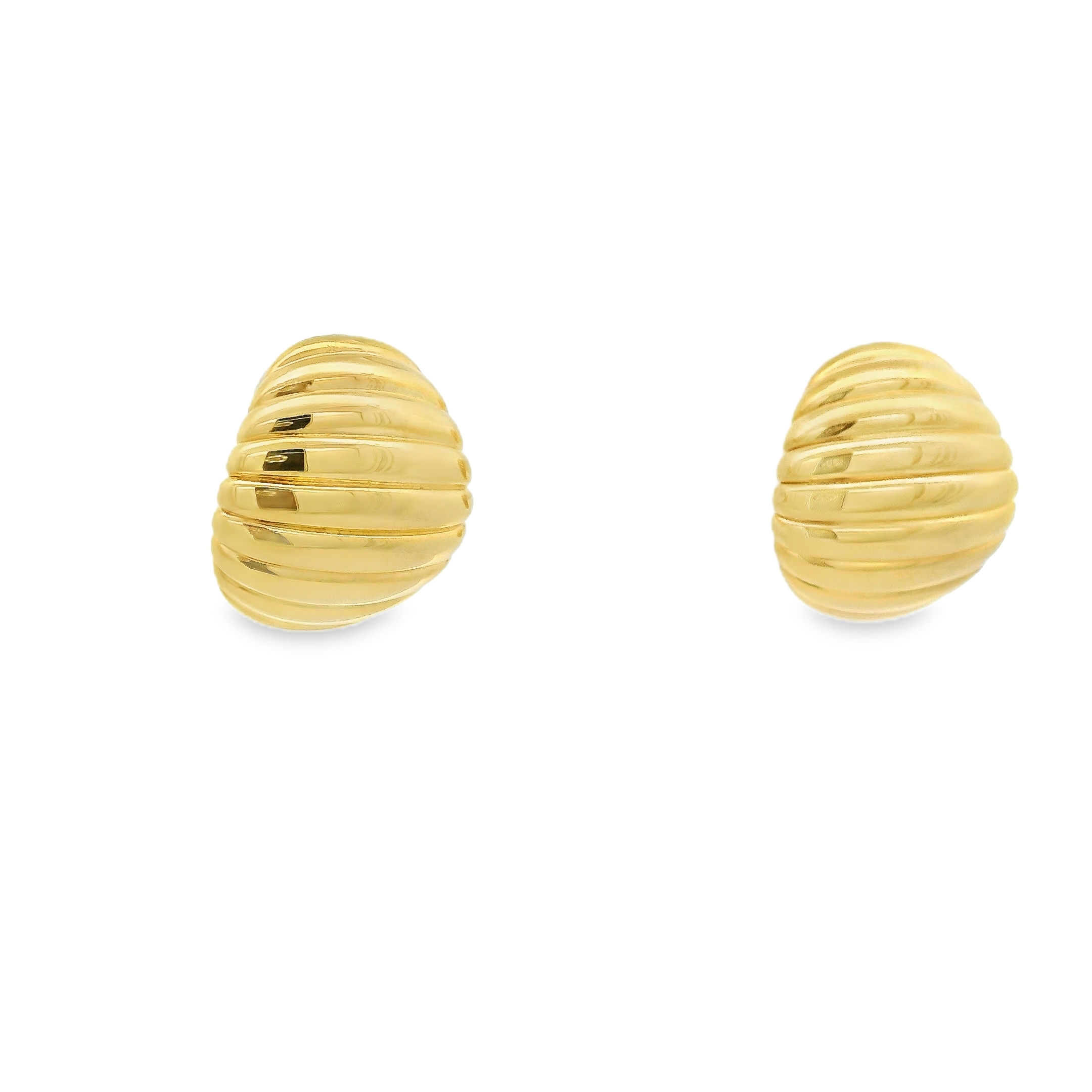 Sculptural Ribbed Gold Stud Earrings