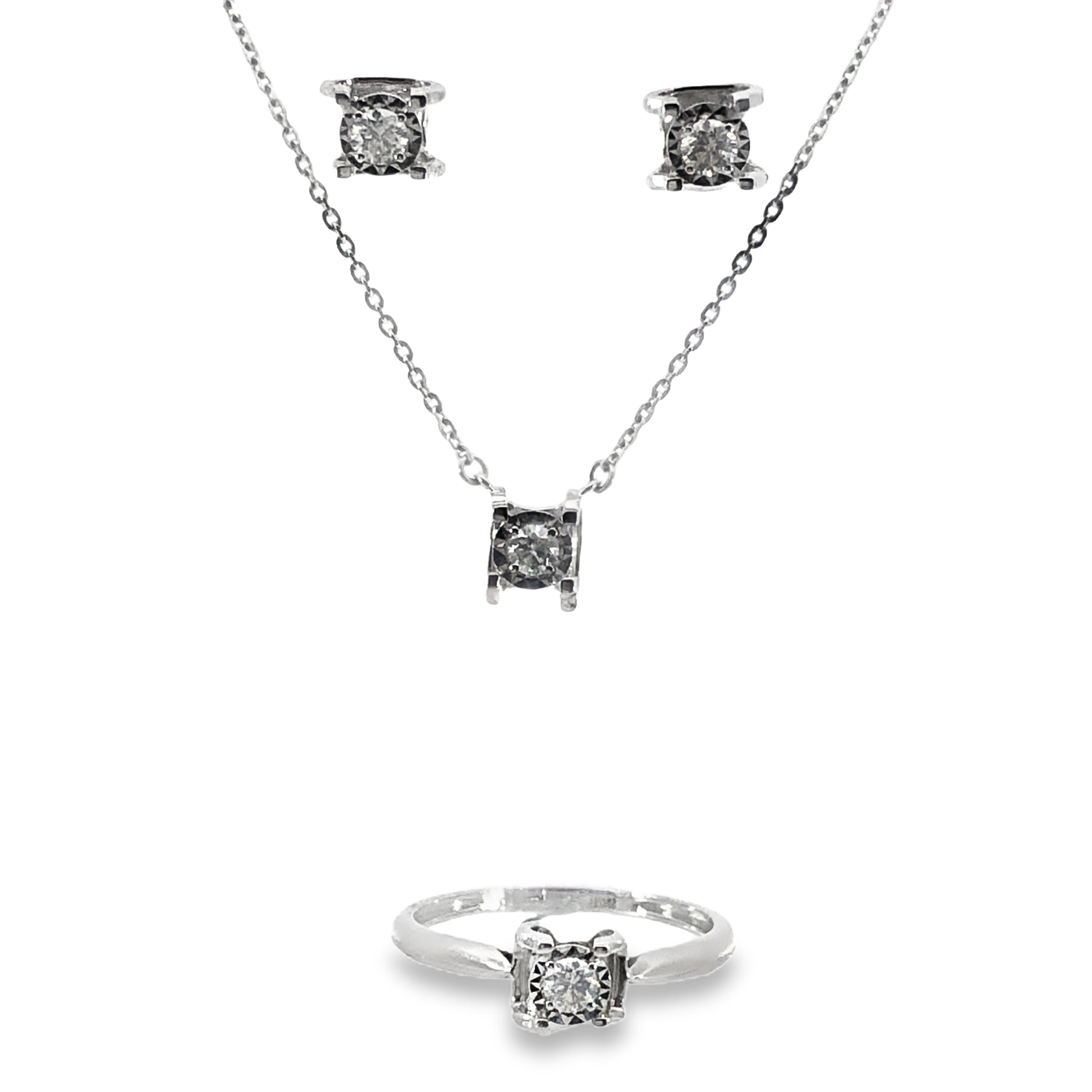 Diamond Stud Illusion Diamond Jewelry Set