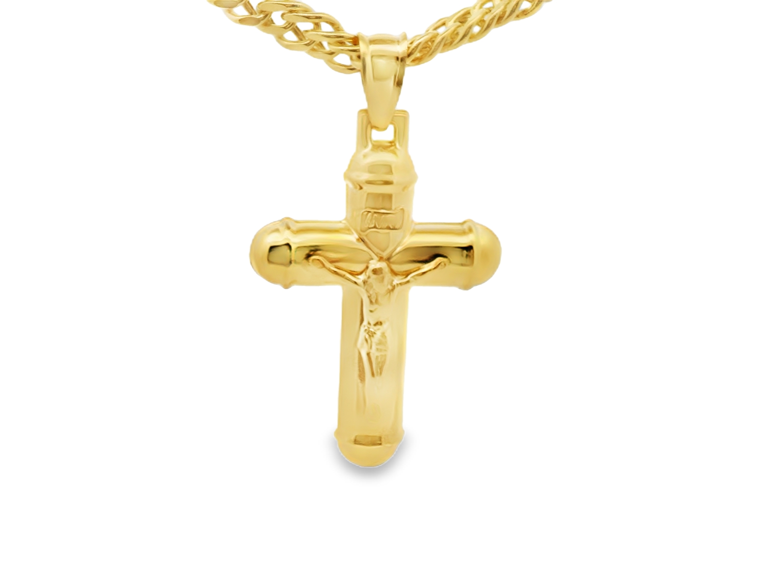 Classic Yellow Gold Rounded Cross Pendant