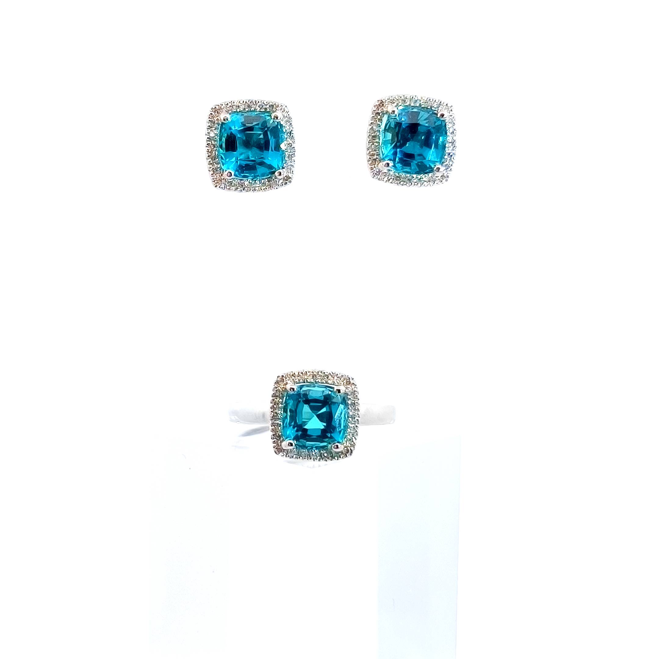 Fancy Cut Aquamarine Diamond Set