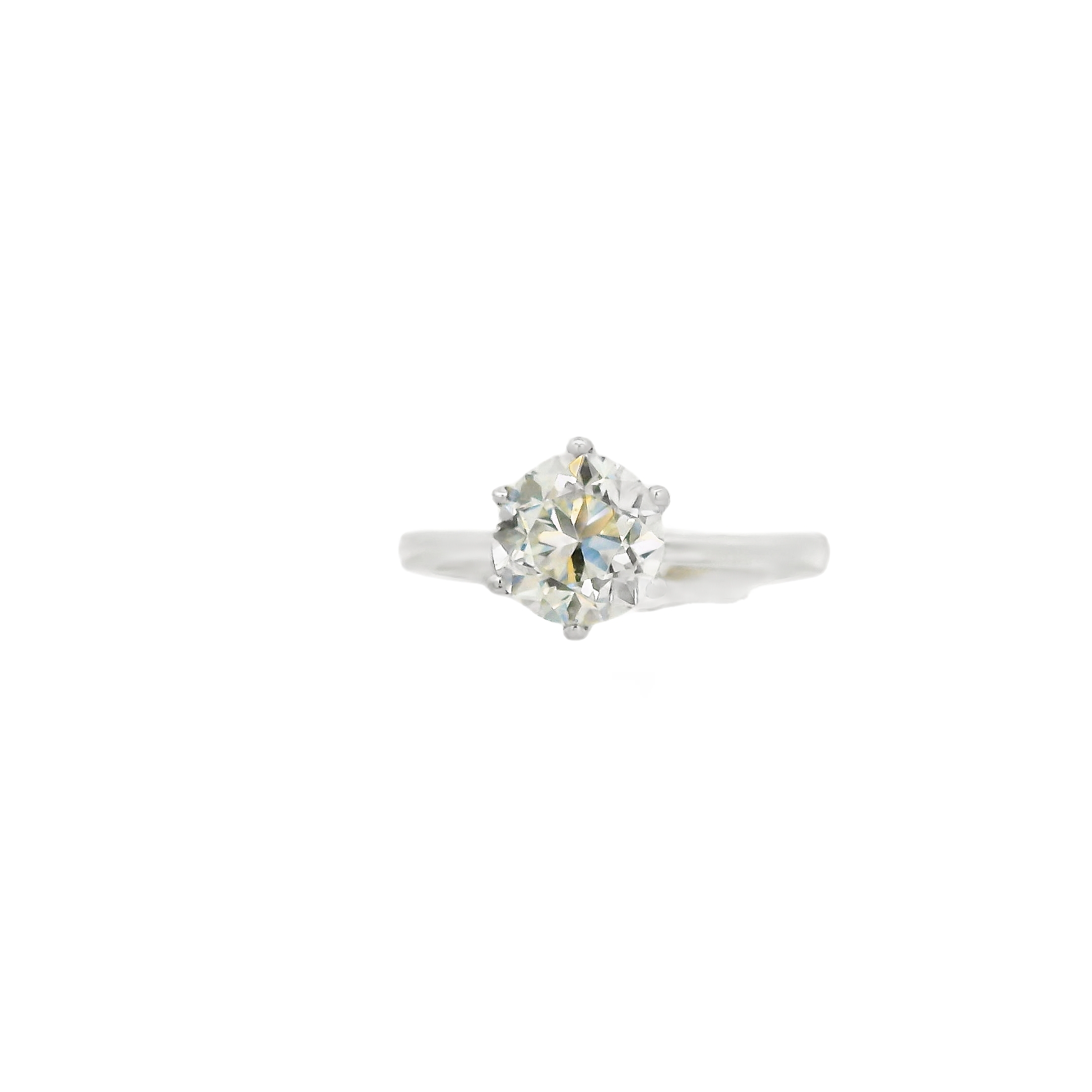 White Gold Solitaire Ring with Round Brilliant Diamond