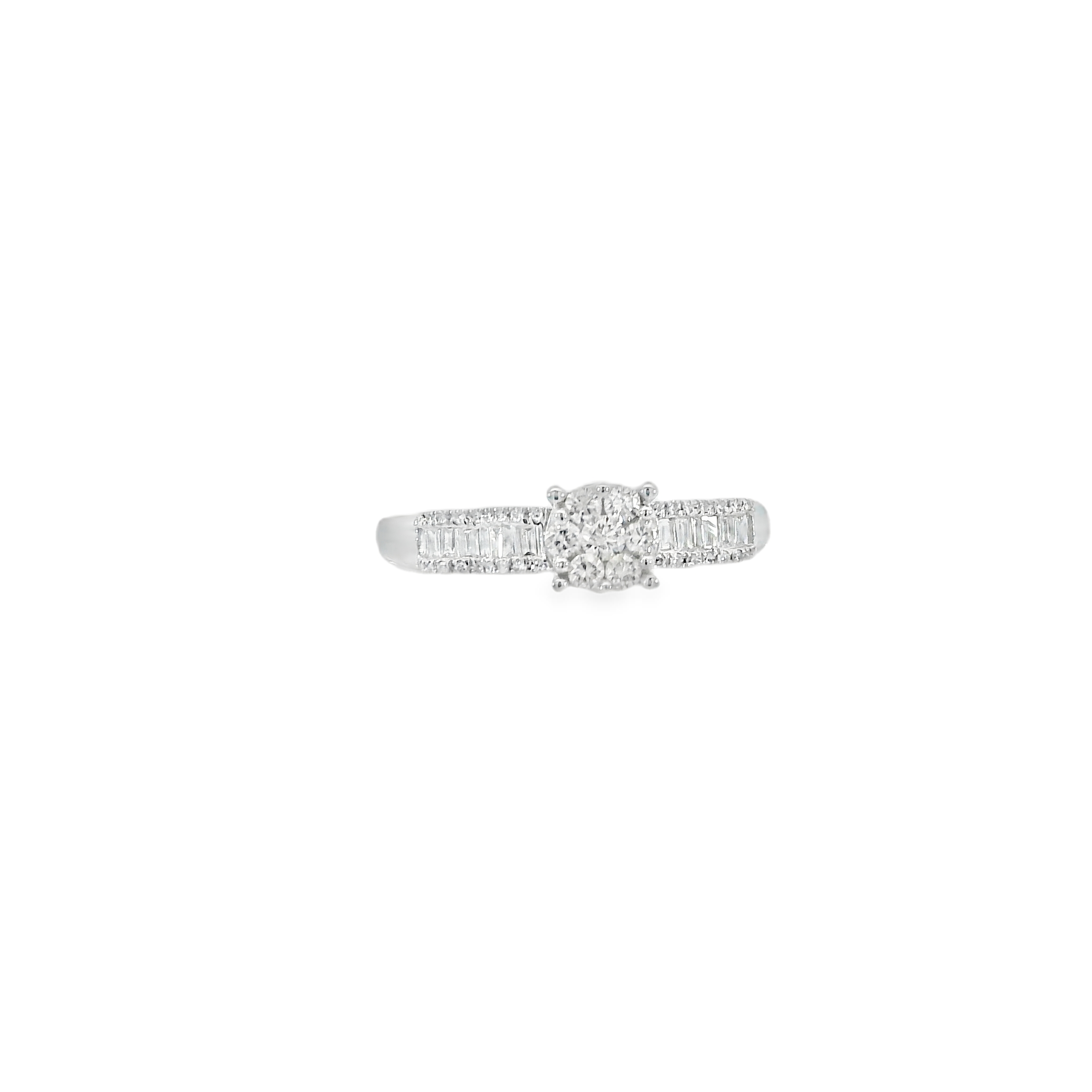 Illusion Diamond Ring With Baguette Side Stone