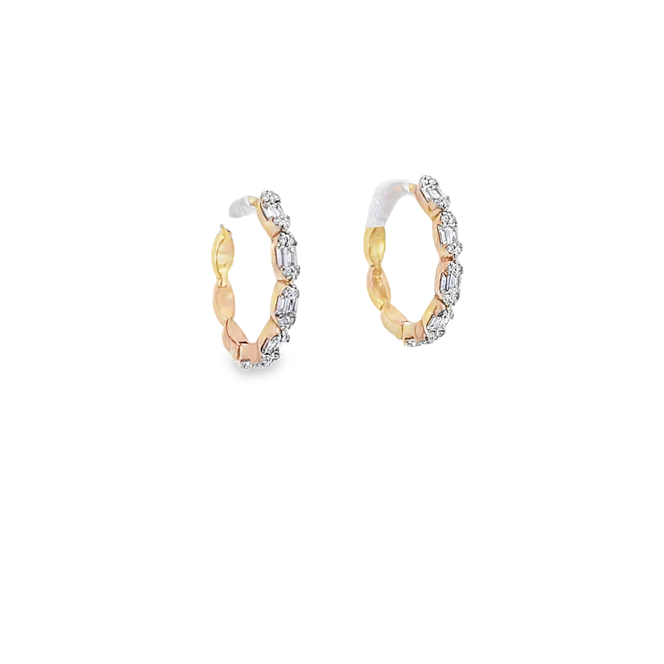 Yellow Gold Multi Cut Diamond loop Earring